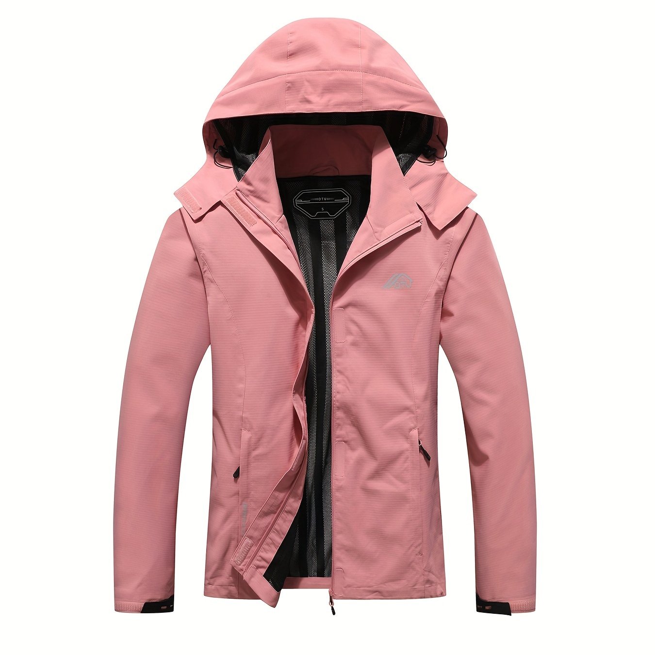 gbolsos Solid Color Waterproof Windproof Hooded Outdoor Jacket For Hiking Montaineering, Women's Outdoor Clothing