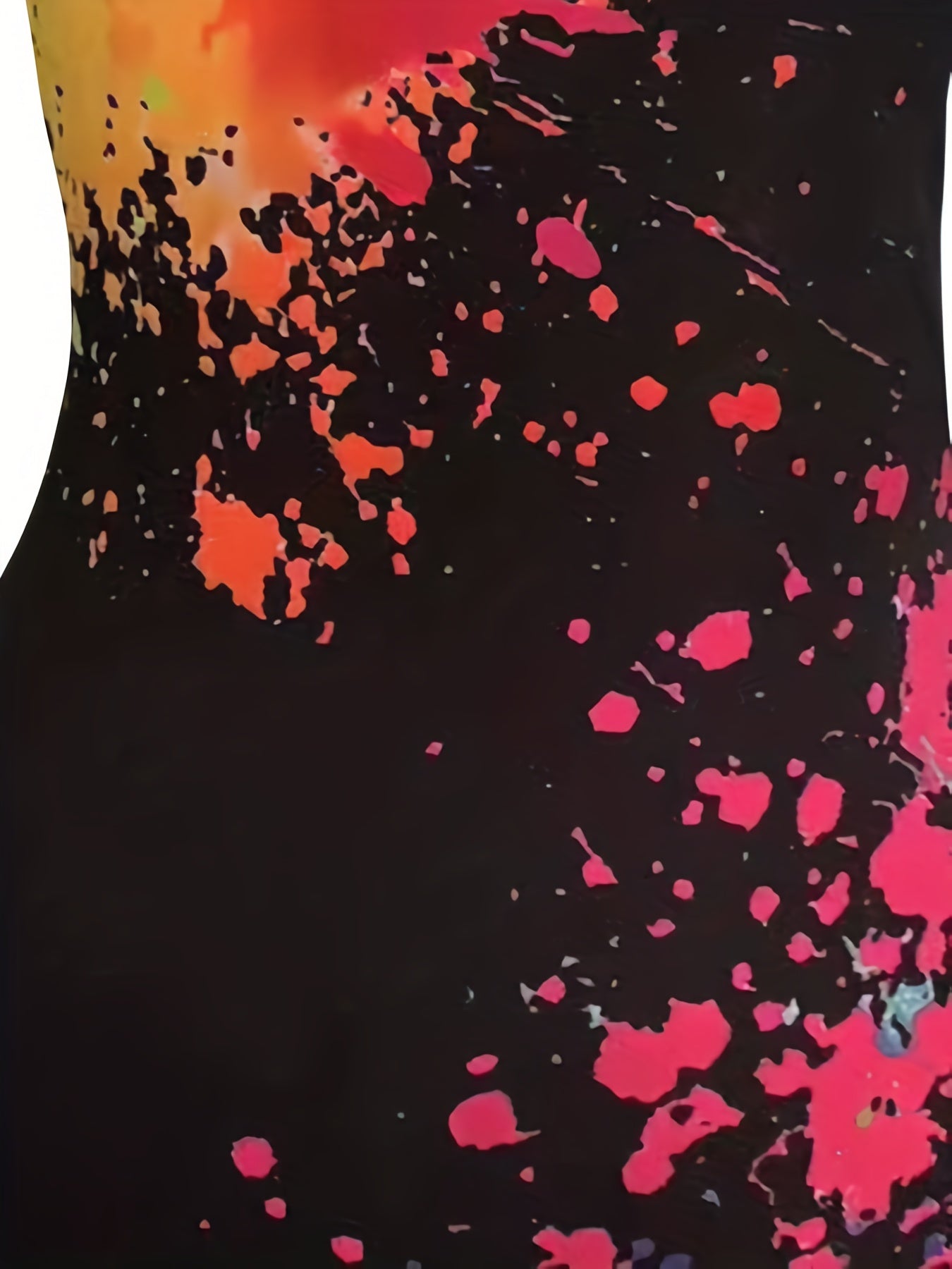 Splash Ink Print Dress, Sexy Cut Out Crew Neck Summer Dress, Women's Clothing