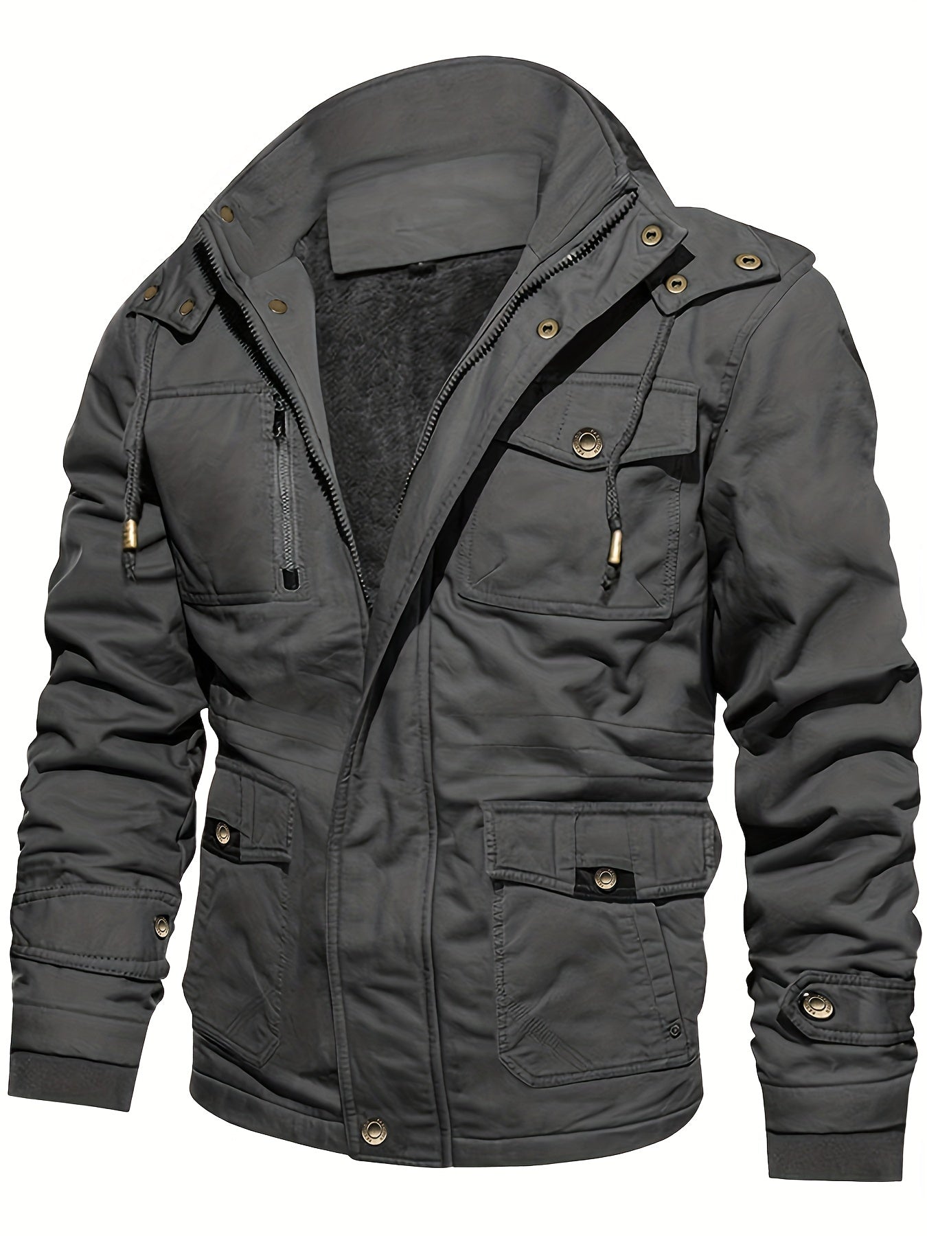 gbolsos Men's Hooded Military Tactical Jacket Windbreak Fleece Coat