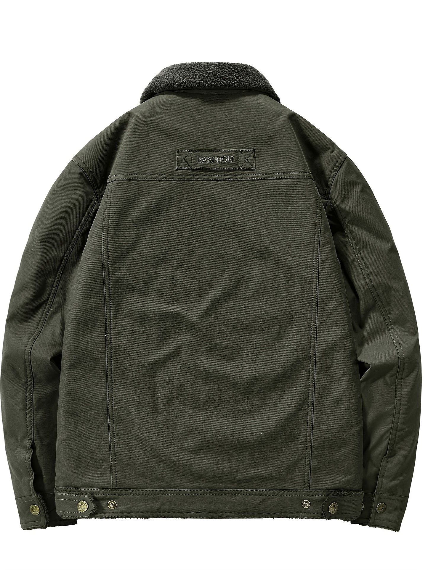 gbolsos Warm Fleece Windbreaker Jacket, Men's Casual Lapel Multi Pocket Cargo Jacket Coat For Fall Winter Outdoor Activities