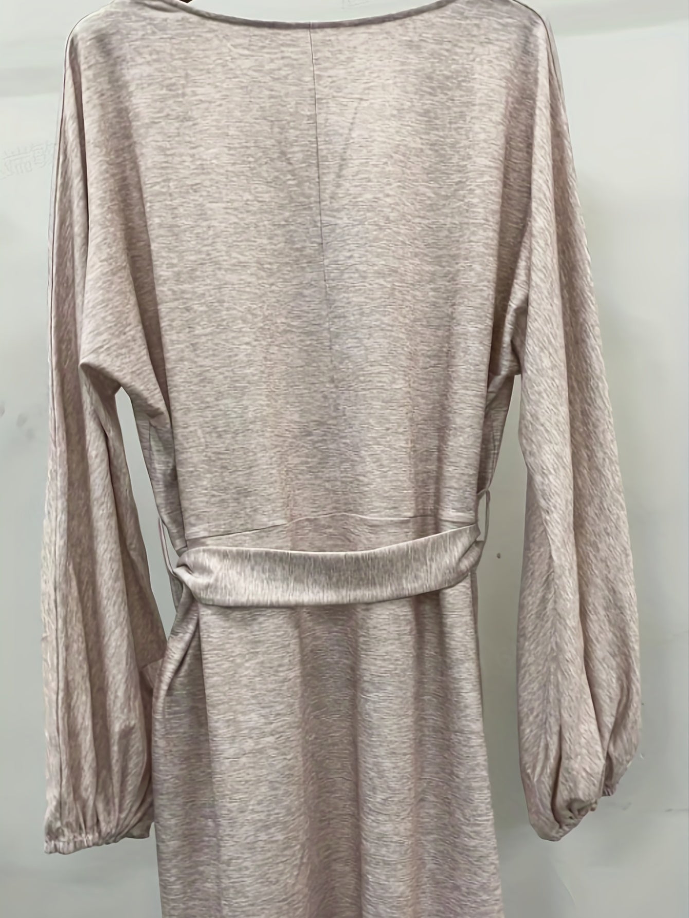 Solid Surplice Neck Dress, Elegant Long Sleeve Bag Hip Dress, Women's Clothing