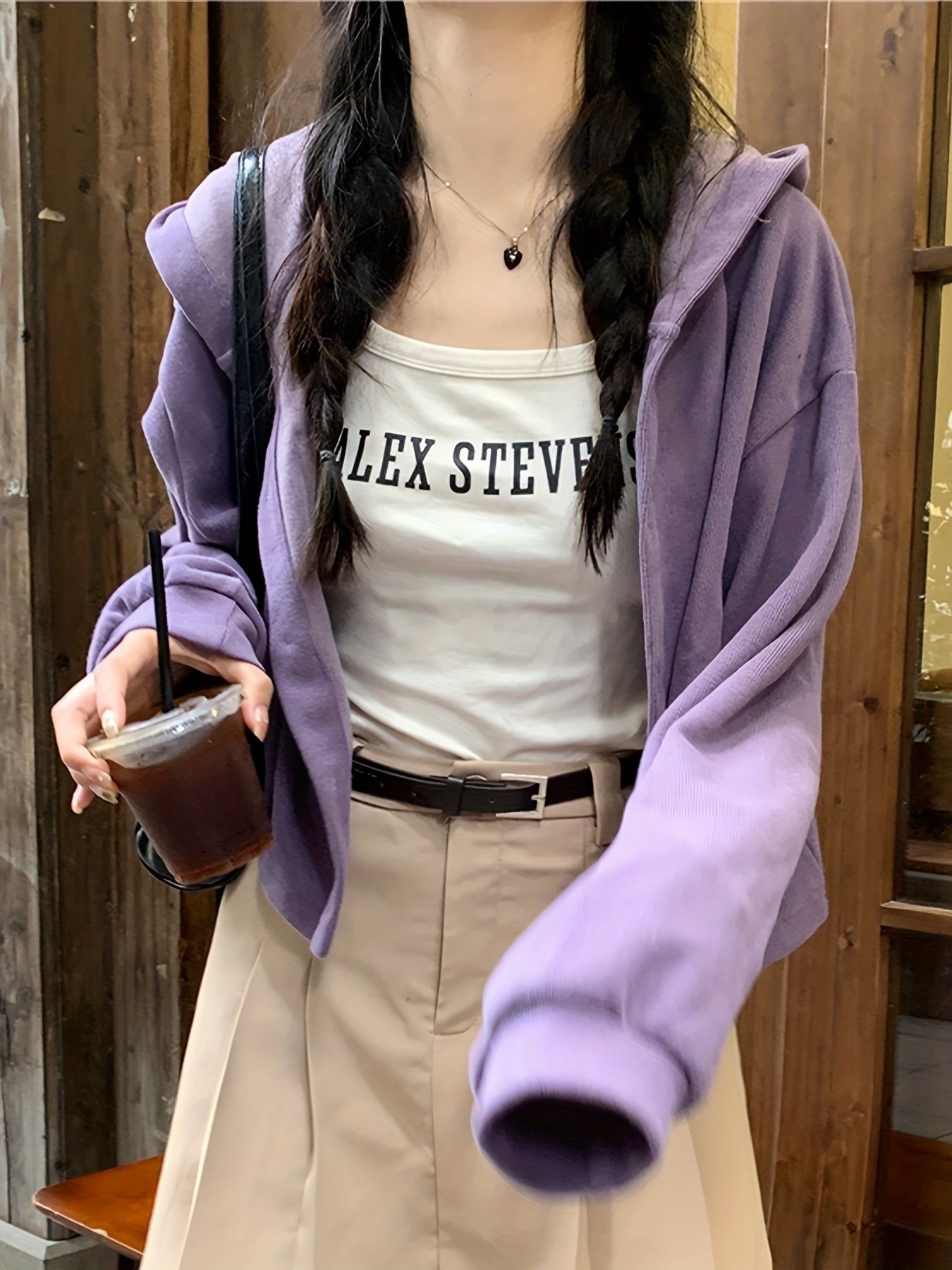 Solid Button Up Crop Hoodie, Casual Long Sleeve Hoodies Sweatshirt, Women's Clothing