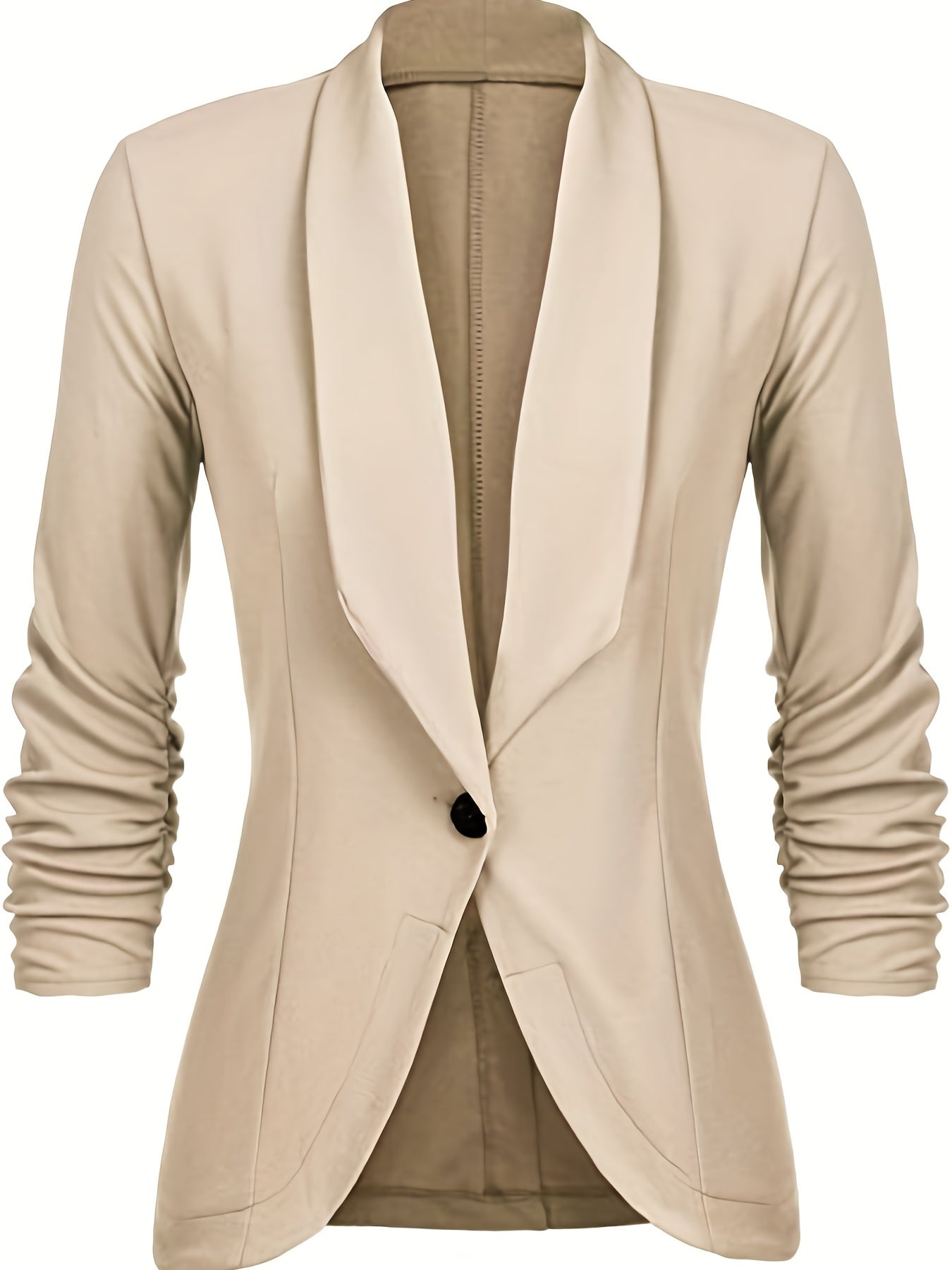 Solid Lapel Long Sleeve Blazer Jacket, Casual Commuter Office Lightweight Outerwear, Women's Clothing