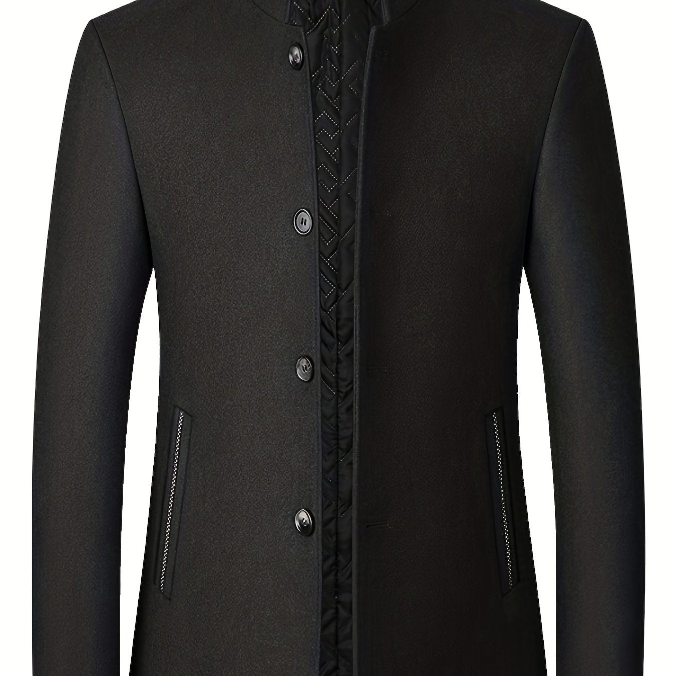 gbolsos Warm Wool Blend Jacket Coat, Men's Casual Stand Collar One Breasted Jacket For Fall Winter, Father's Gift