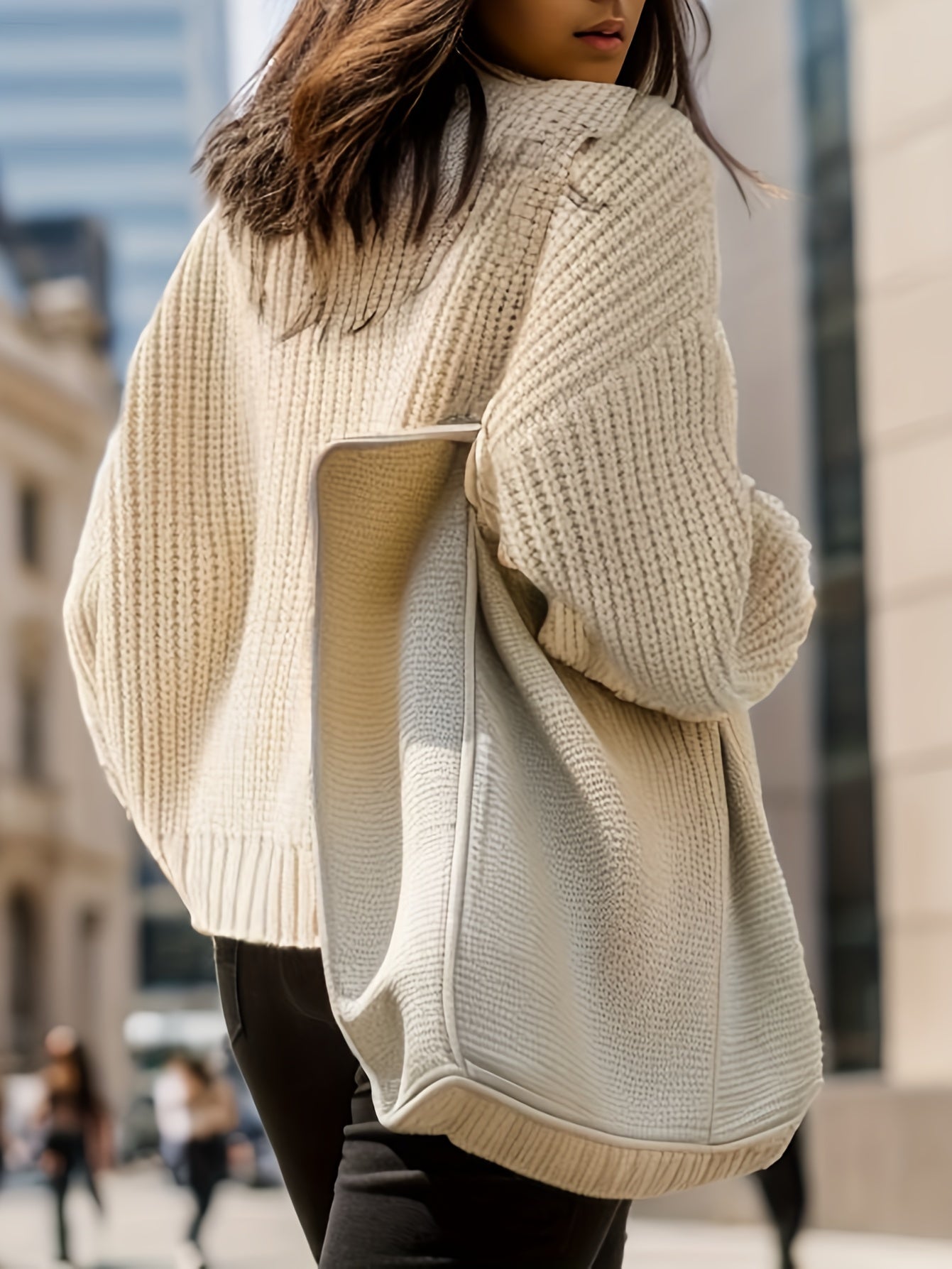 gbolsos Solid Knitted Button Front Cardigan, Casual Long Sleeve Cardigan, Women's Clothing