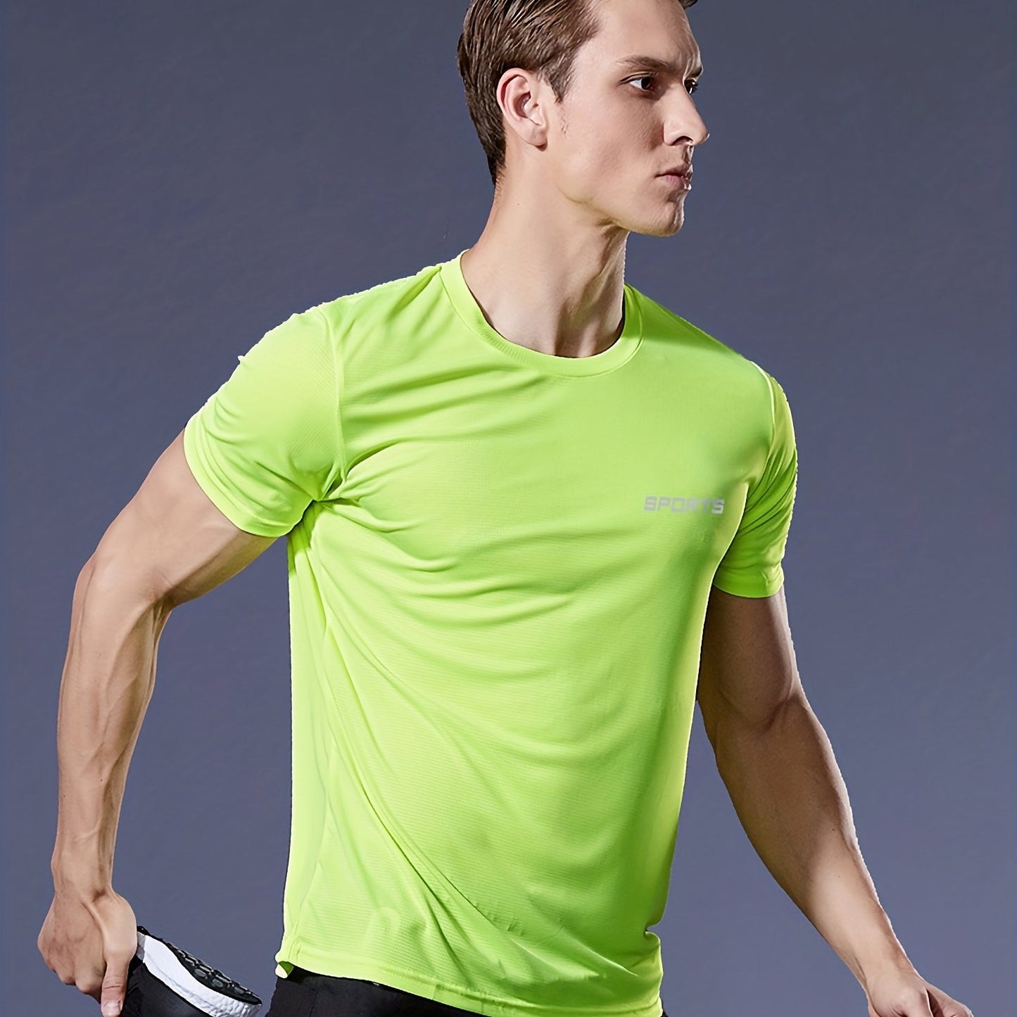 gbolsos Men's Solid Color Ultralight Quick Dry Sport T-Shirt, Breathable Lightweight Top For Fitness Training Workout Running Gym
