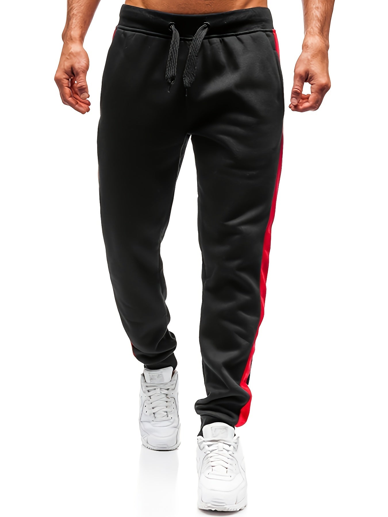 gbolsos Men's Color Block Drawstring Sweatpants, Elastic Waist Active Pants Jogger Pants Men's Clothes Fall Winter Bottoms