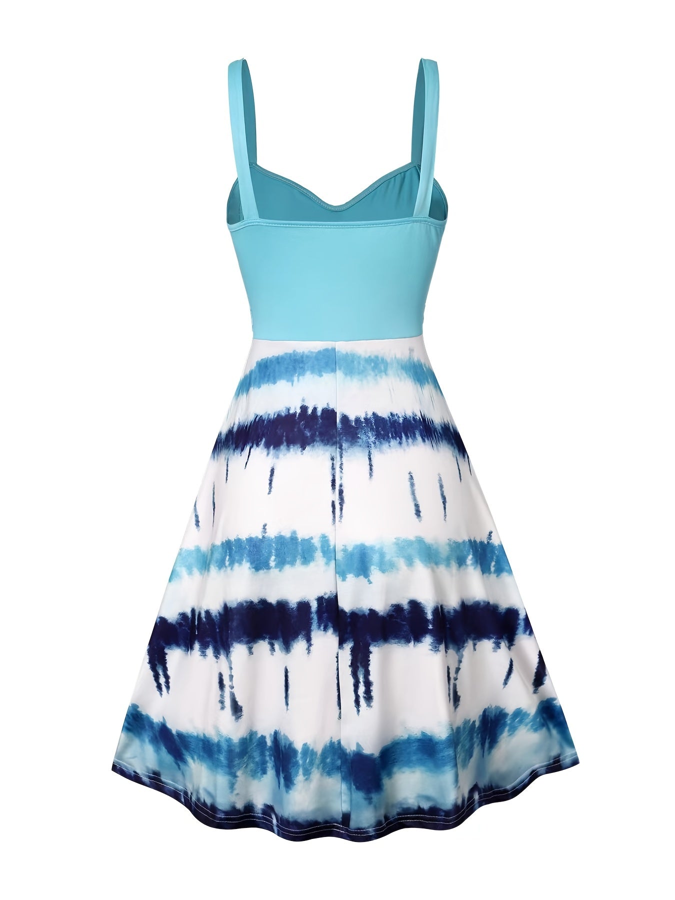 Tie Dye Criss Cross Dress, Casual Sleeveless Ruffle Dress, Women's Clothing