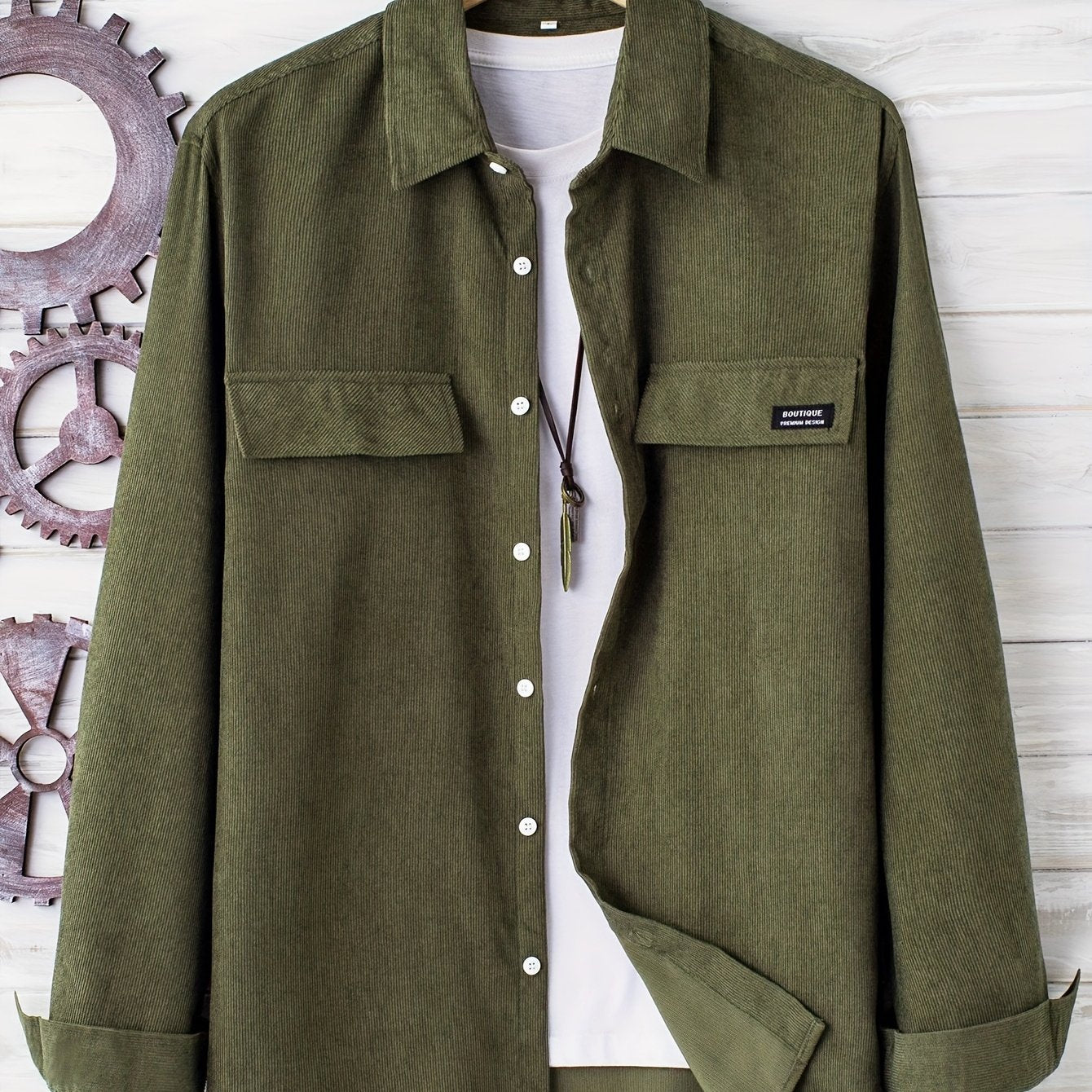 gbolsos Men's Casual Button Up Long Sleeve Shirt With Chest Pocket, Men's Clothes For Spring Summer Autumn, Tops For Men