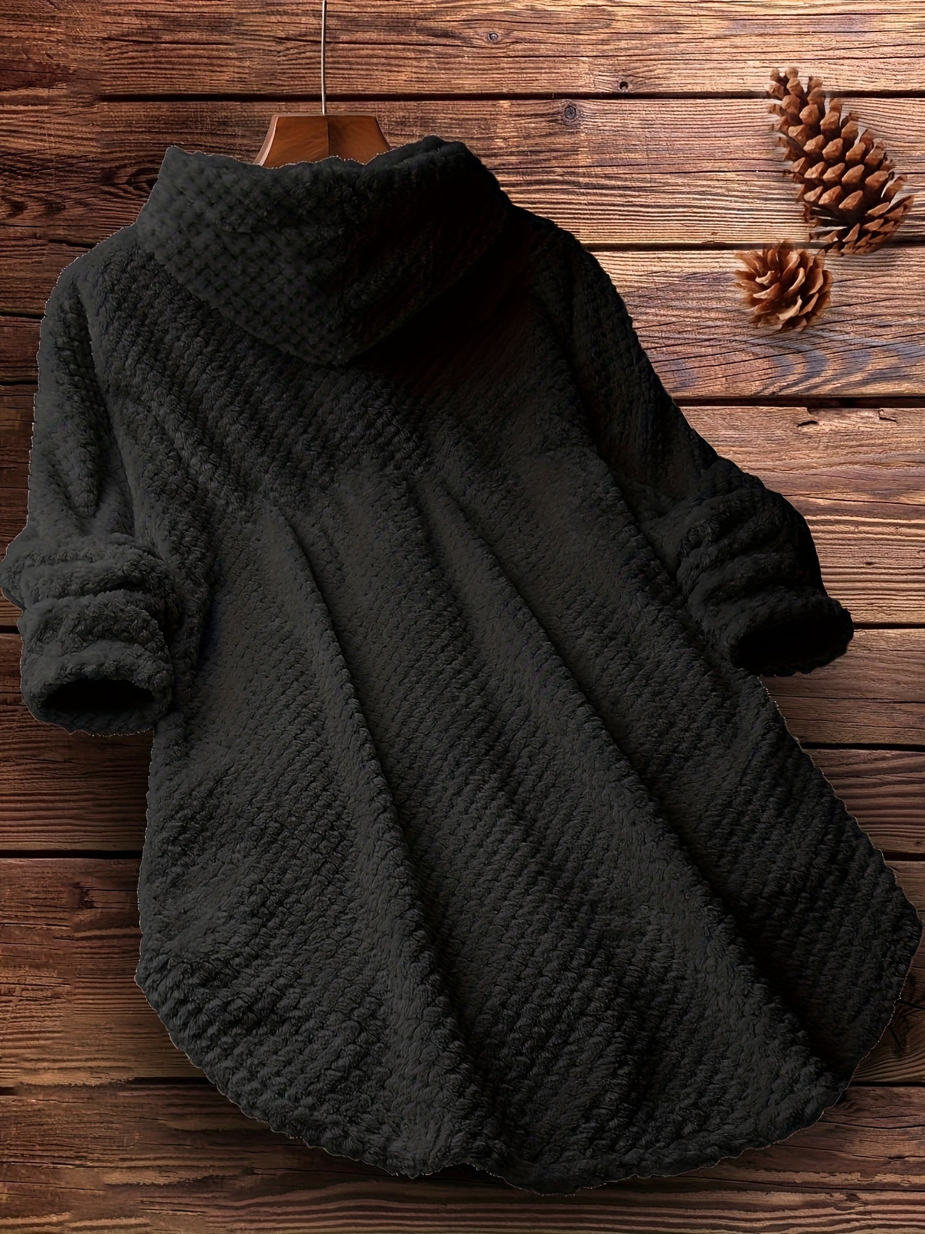 Button Front Hooded Coat, Casual Solid Long Sleeve Winter Outerwear, Women's Clothing