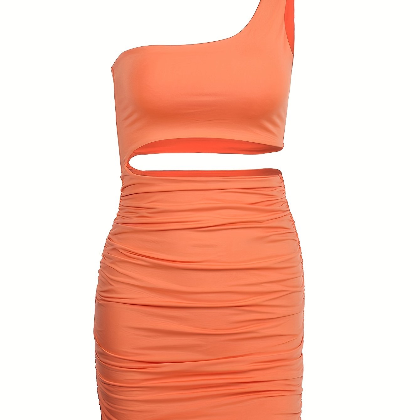 gbolsos One Shoulder Bodycon Dress, Sexy Cut Out Ruched Sleeveless Dress, Women's Clothing