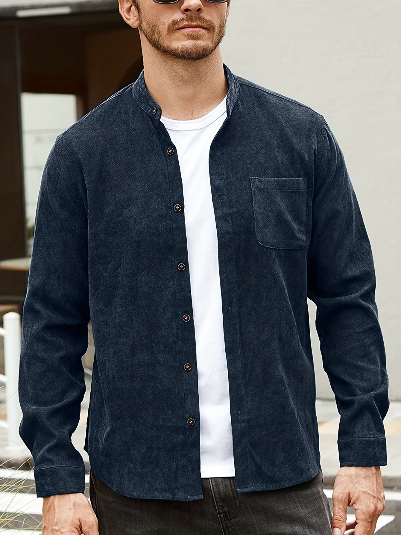 gbolsos Men's Casual Button Up Long Sleeve Shirt With Chest Pocket, Men's Clothes For Spring Summer Autumn, Tops For Men