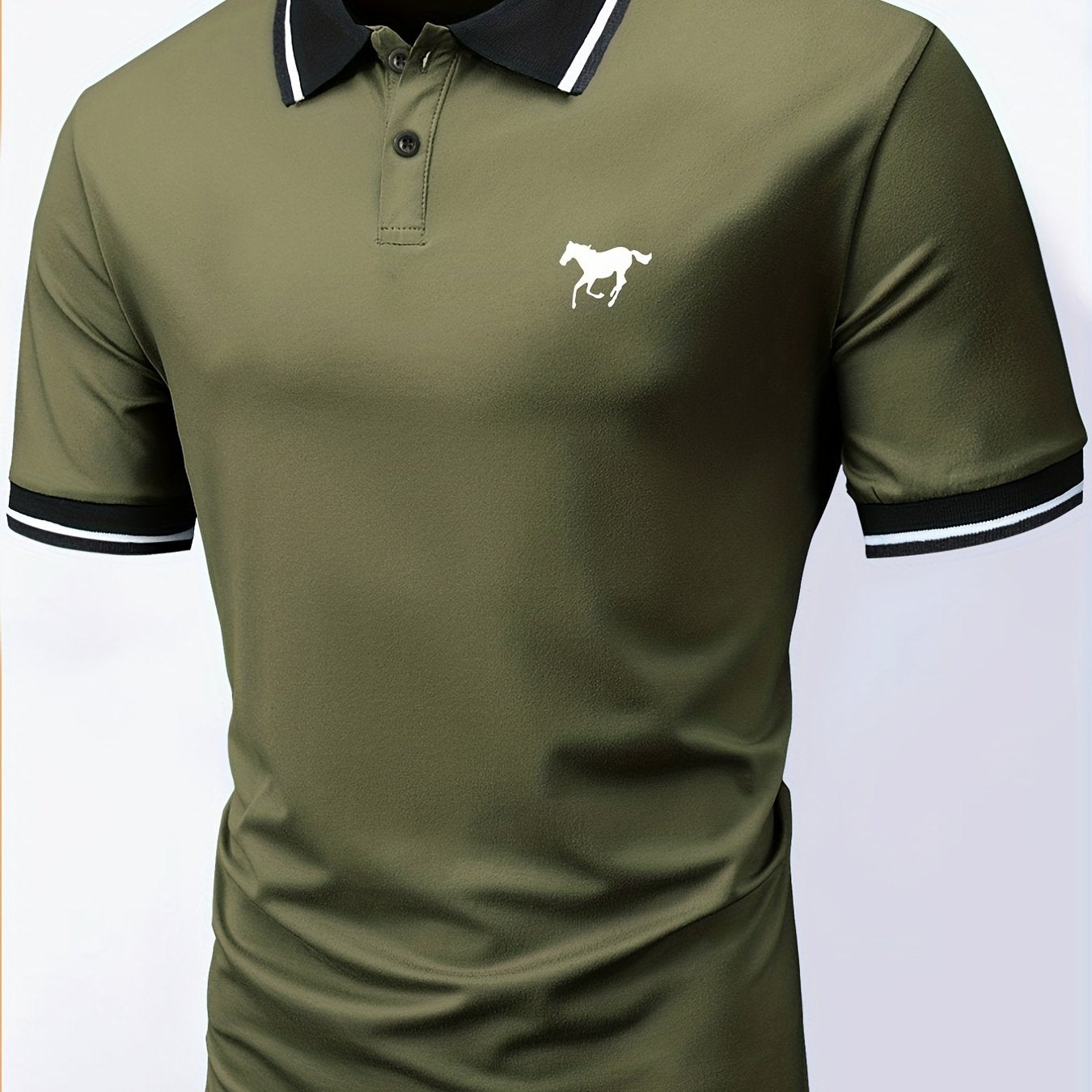 Men's Lapel Polo Shirt Short Sleeve Casual Slight Stretch Button Regular Summer Wear