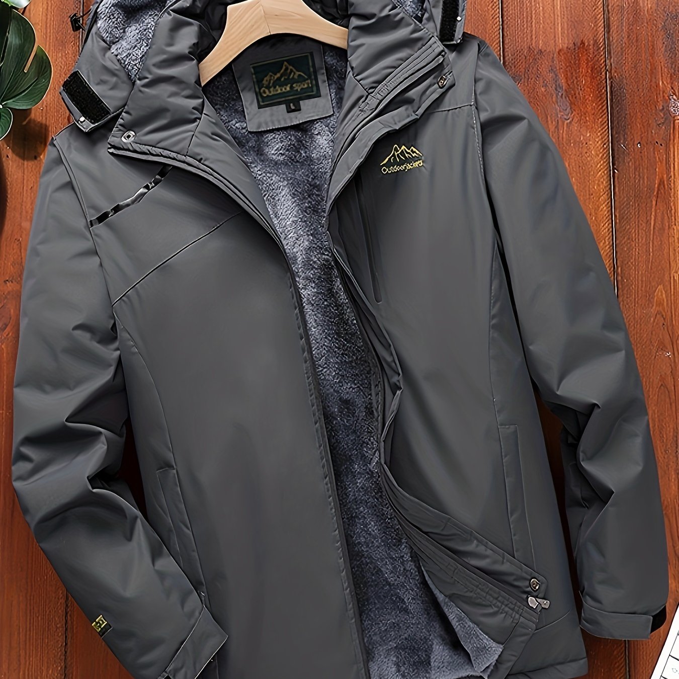 gbolsos Men's Fleece Zip Up Hooded Jacket, Casual Sports Trench Coat