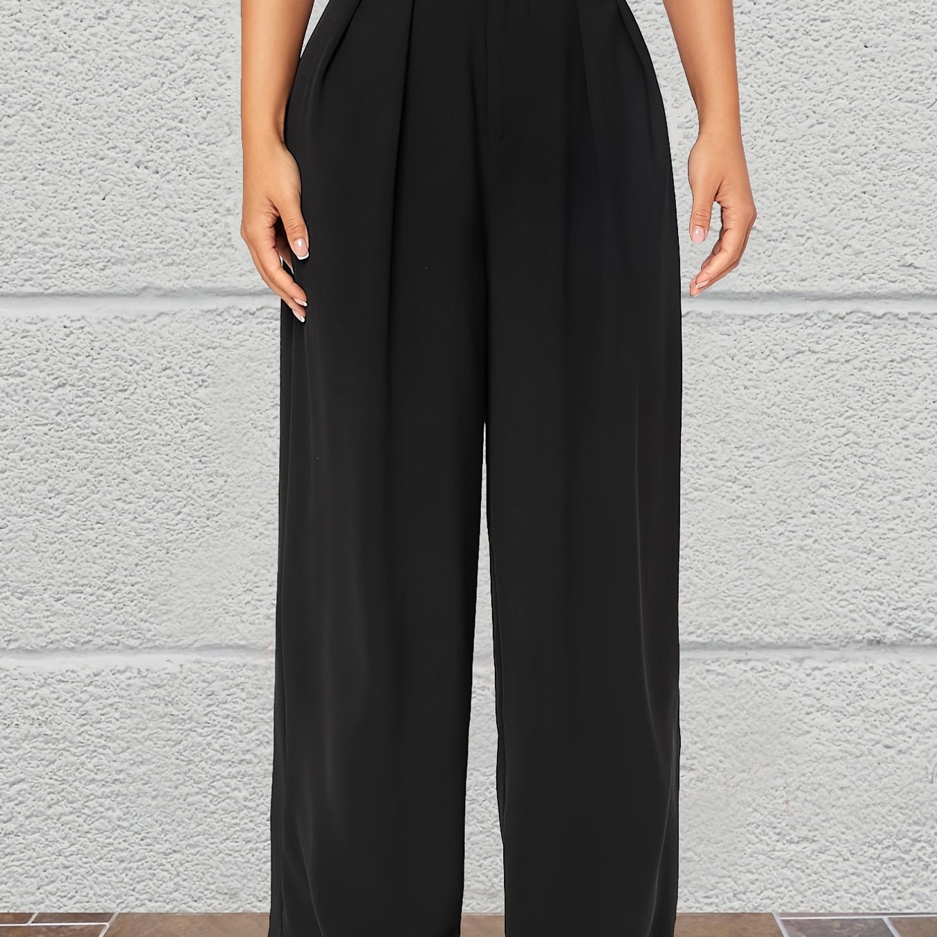 gbolsos Button Front Wide Leg Pants, Casual Loose Pants For Spring & Summer, Women's Clothing