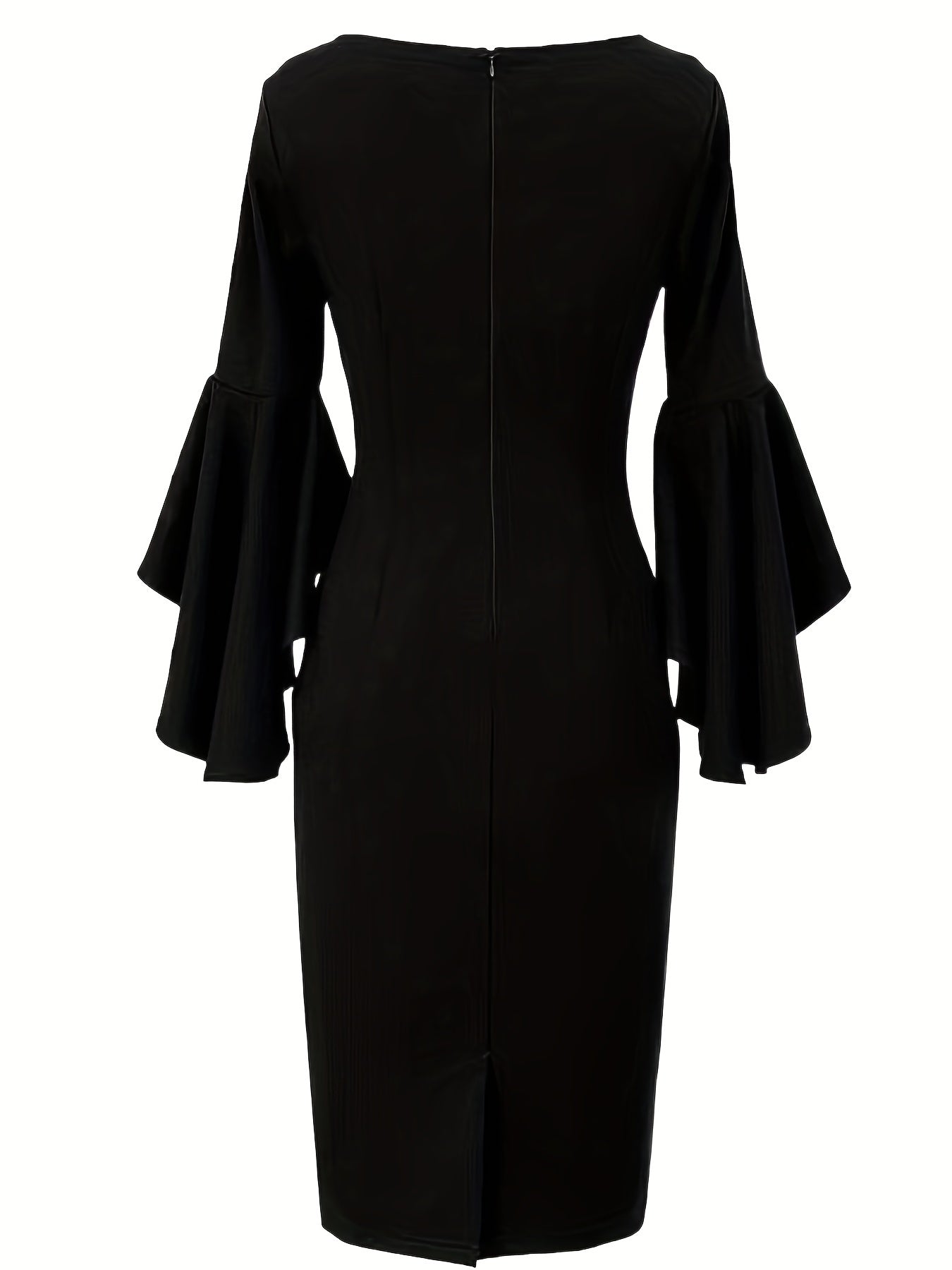 gbolsos Solid Flare Sleeve Slim Dress, Elegant Bodycon Dress For Party & Banquet, Women's Clothing