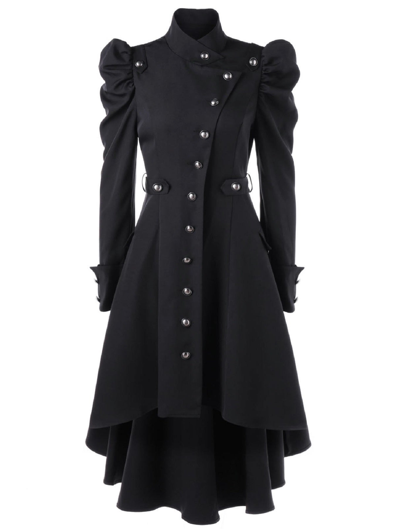 gbolsos Solid Double Breasted Pea Coat, Belted Buckle Spring Mid-Long Lapel Outerwear, Women's Clothing