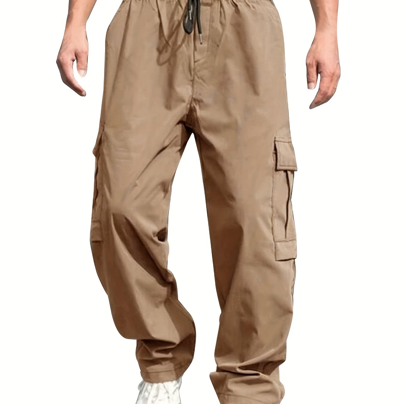 gbolsos Loose Fit Multi Pocket Joggers, Men's Street Style Waist Drawstring Casual Pants Cargo Pants For Fitness Outdoor Activities