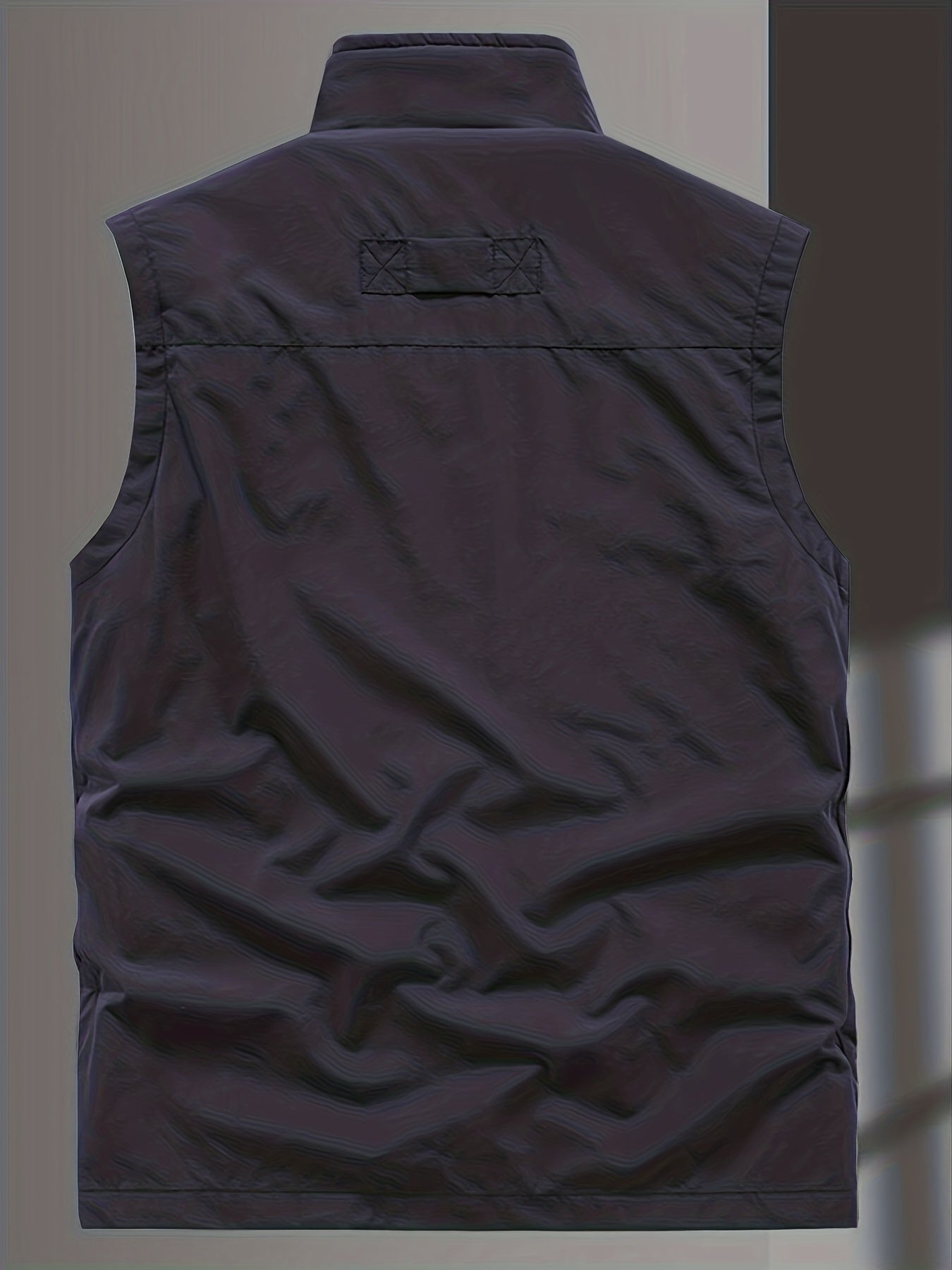 Men's Casual Plain Color Vest With Zip Up Pockets Men's Clothes Outerwear Sleeveless Jacket