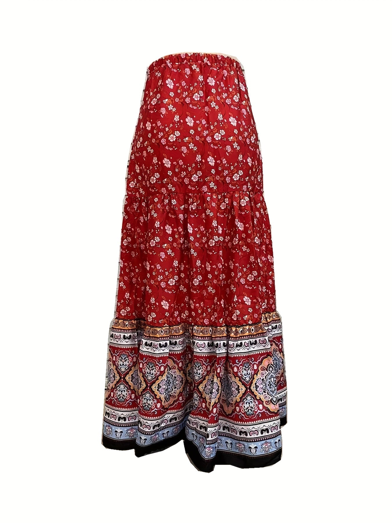Floral Print Tie Front Skirt, Boho Skirt For Spring & Summer, Women's Clothing