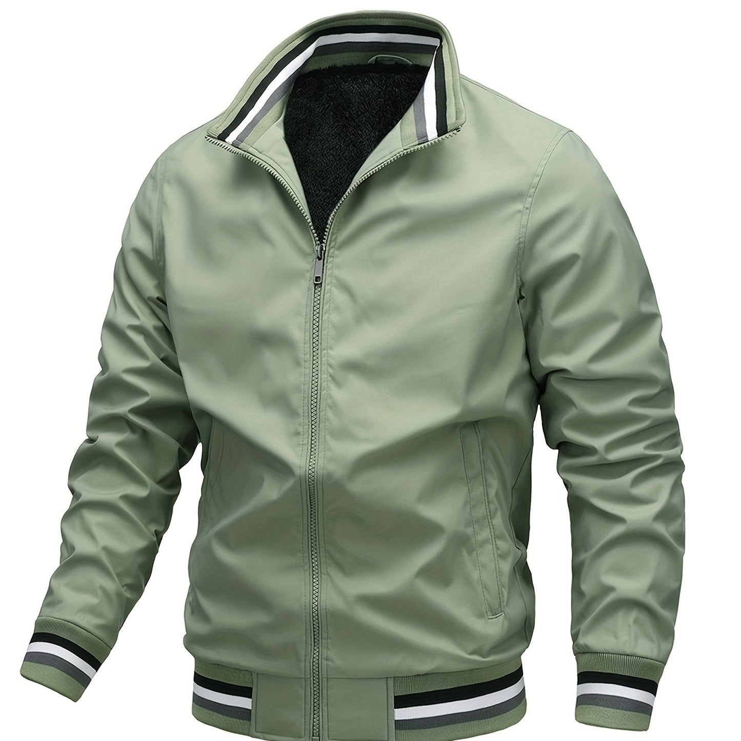 gbolsos Men's Casual Long Sleeves Stand Collar Zipper Sports Jackets