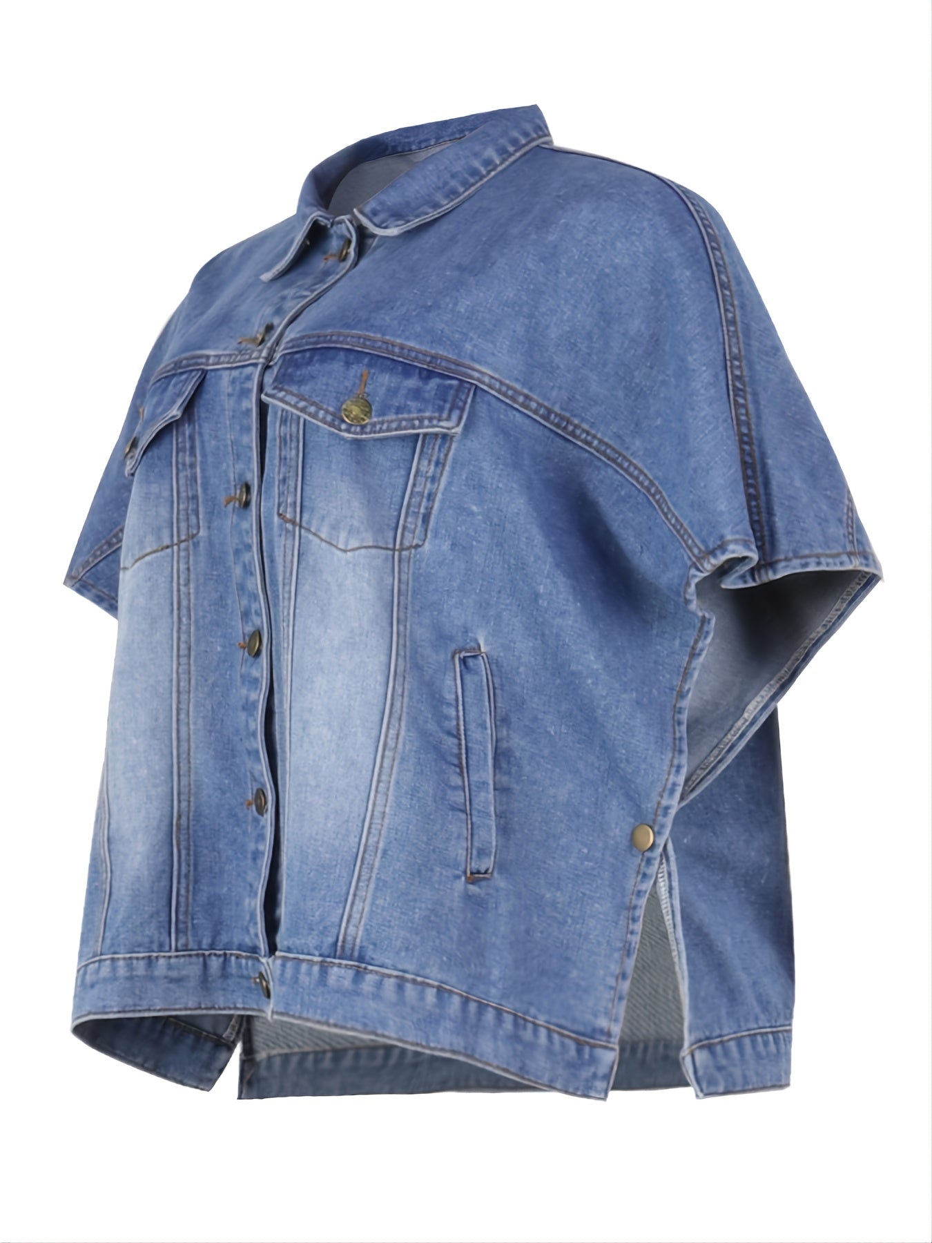 gbolsos Loose Denim Cloak Jackets, Women's Denim Poncho Cloak Cape, Washed Blue Denim Jackets, Denim Vest