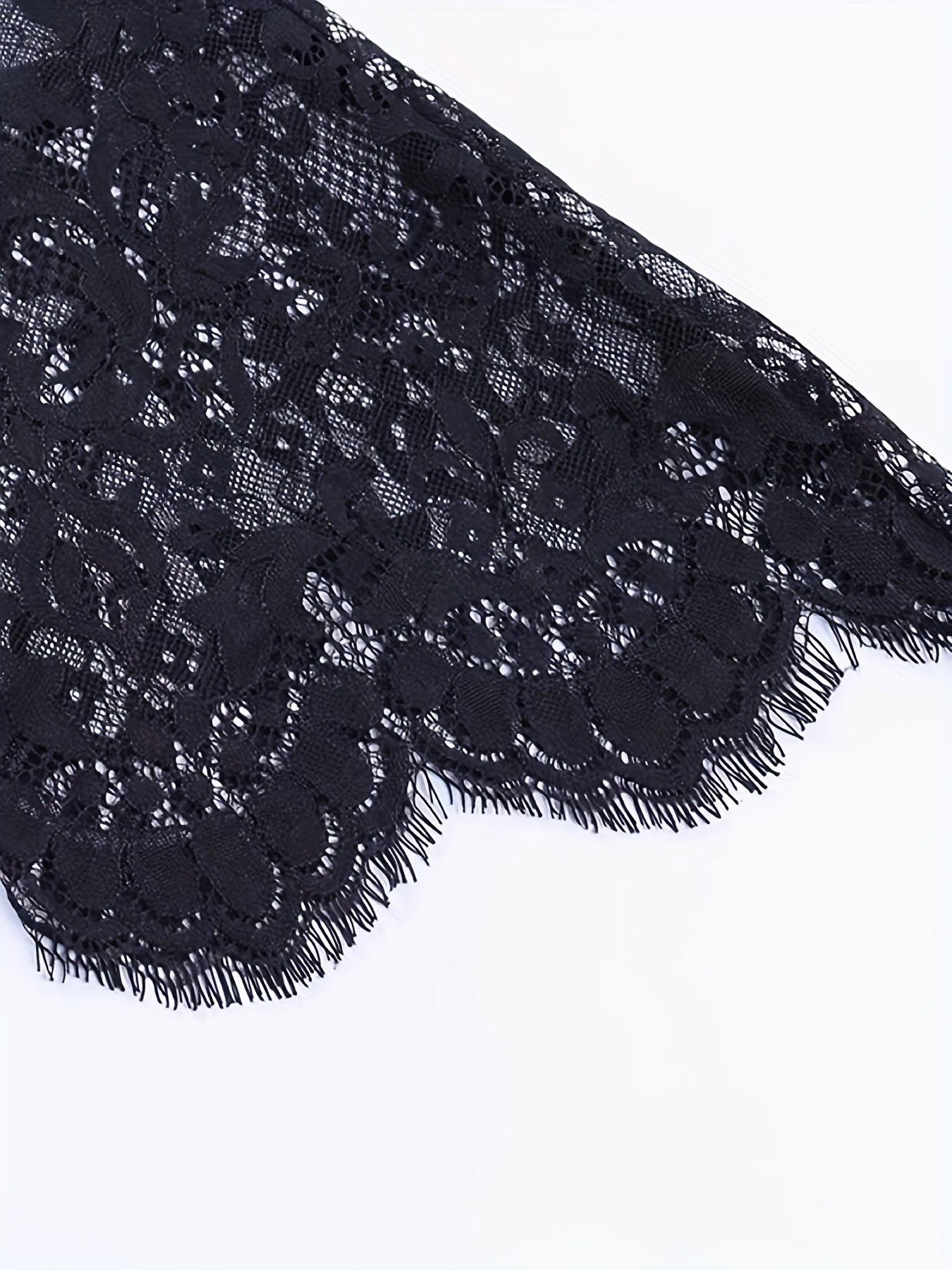 kkboxly Floral Lace Stitching V Neck T-Shirt, Casual Long Sleeve Top For Spring & Fall, Women's Clothing