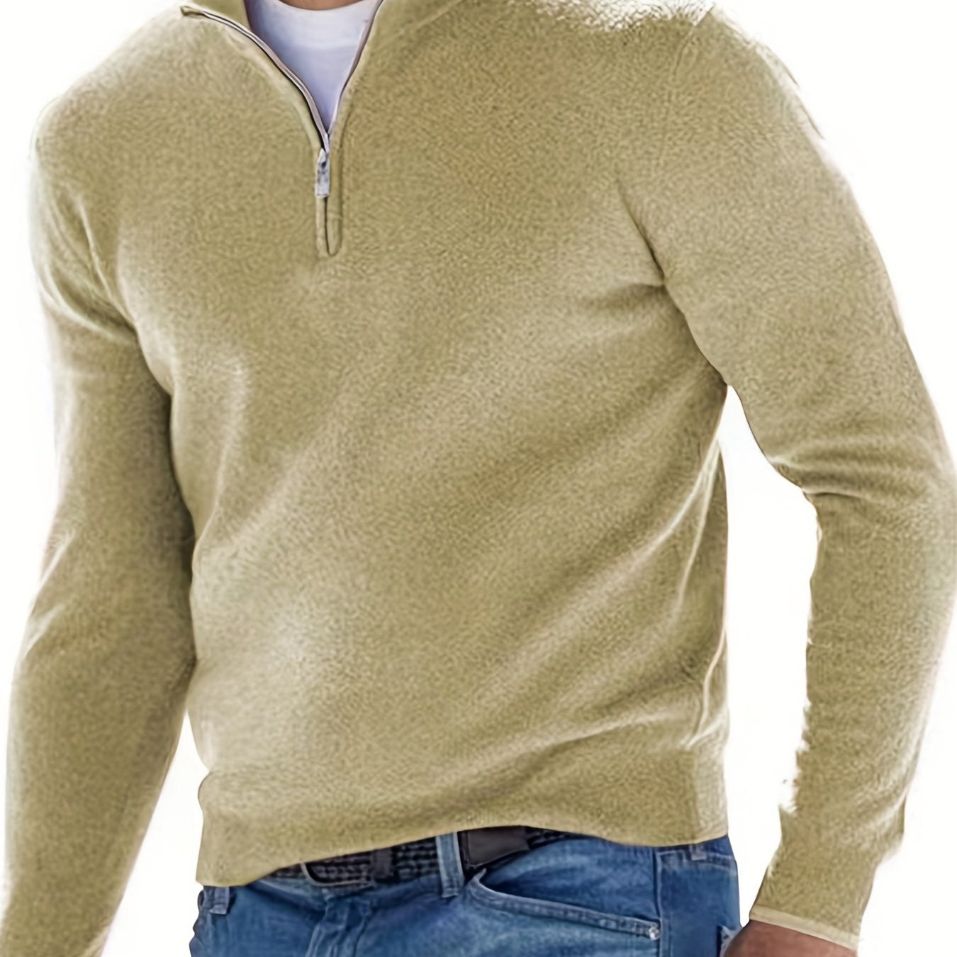 gbolsos Fleece Long Sleeves Zipper Stand Collar Pullover Thermal Underwear Tops, Men's Casual Top Polo Shirts