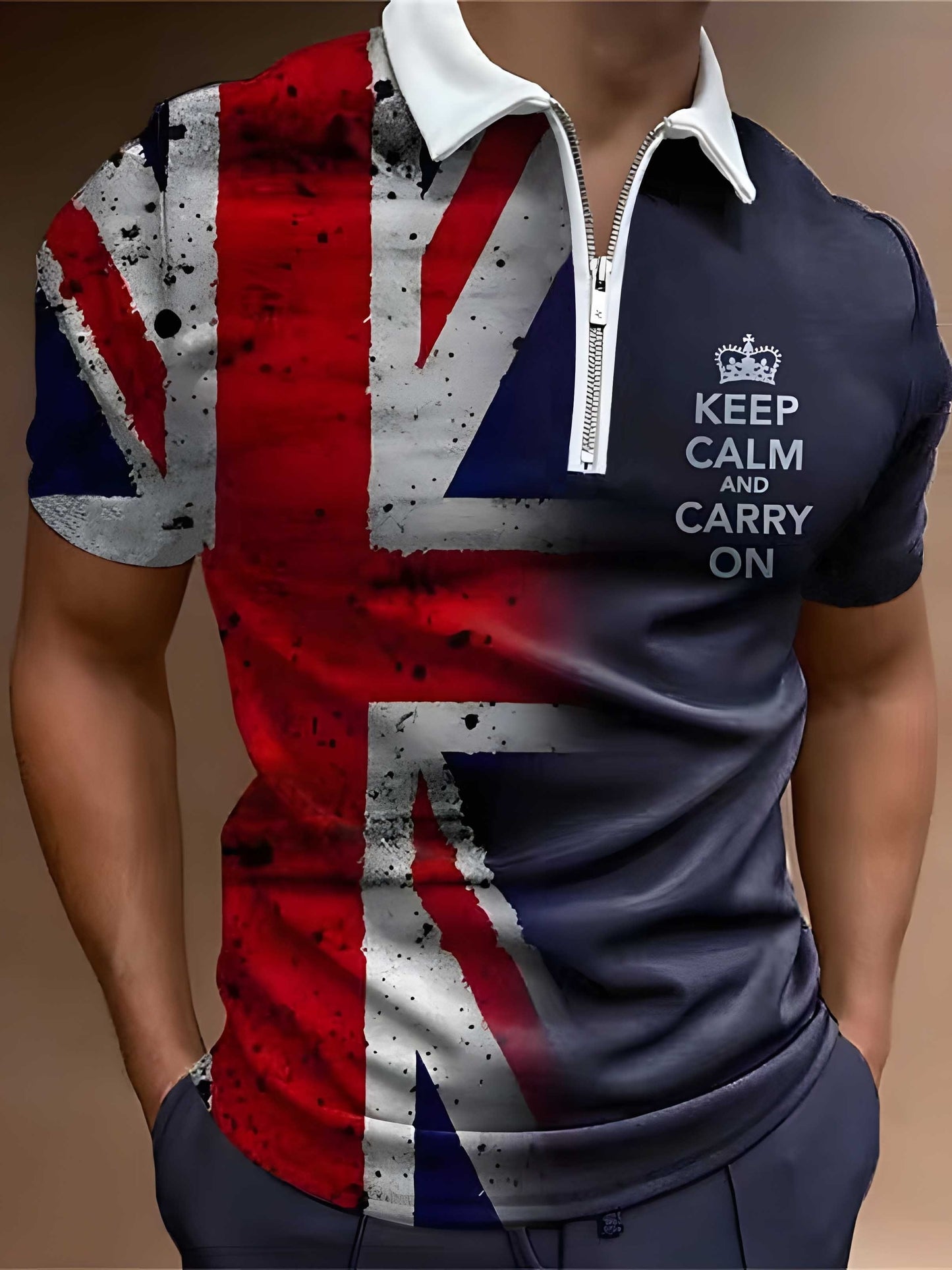Men's Comfortable Slim Fit Polo Shirt with Zipper V-Neck - Perfect for Summer