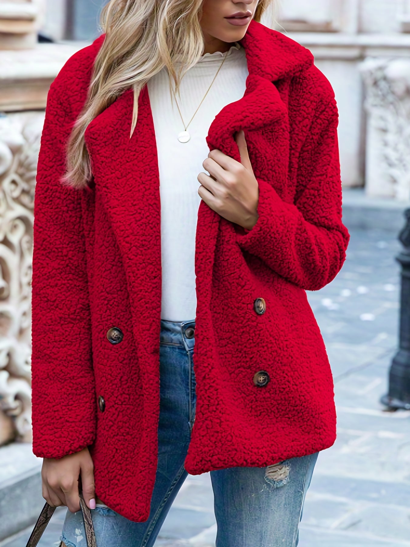 Long Sleeve Lapel Thermal Coat, Button Up Vintage Outerwear For Winter & Fall, Women's Clothing