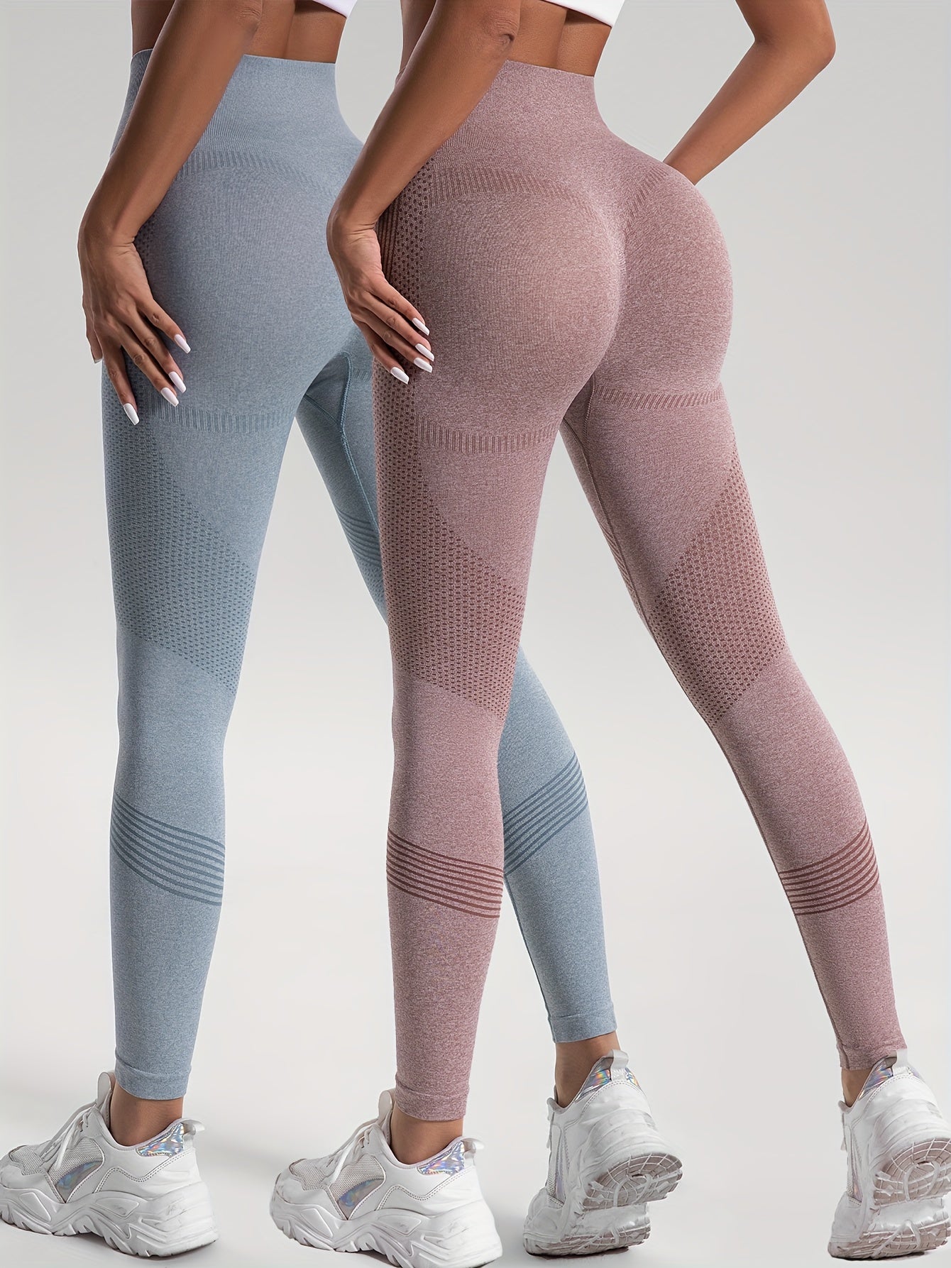 gbolsos 2pcs Solid Color High-Stretch Fitness Yoga Sports Leggings, Soft Breathable Yoga Tight Pants, Women's Activewear
