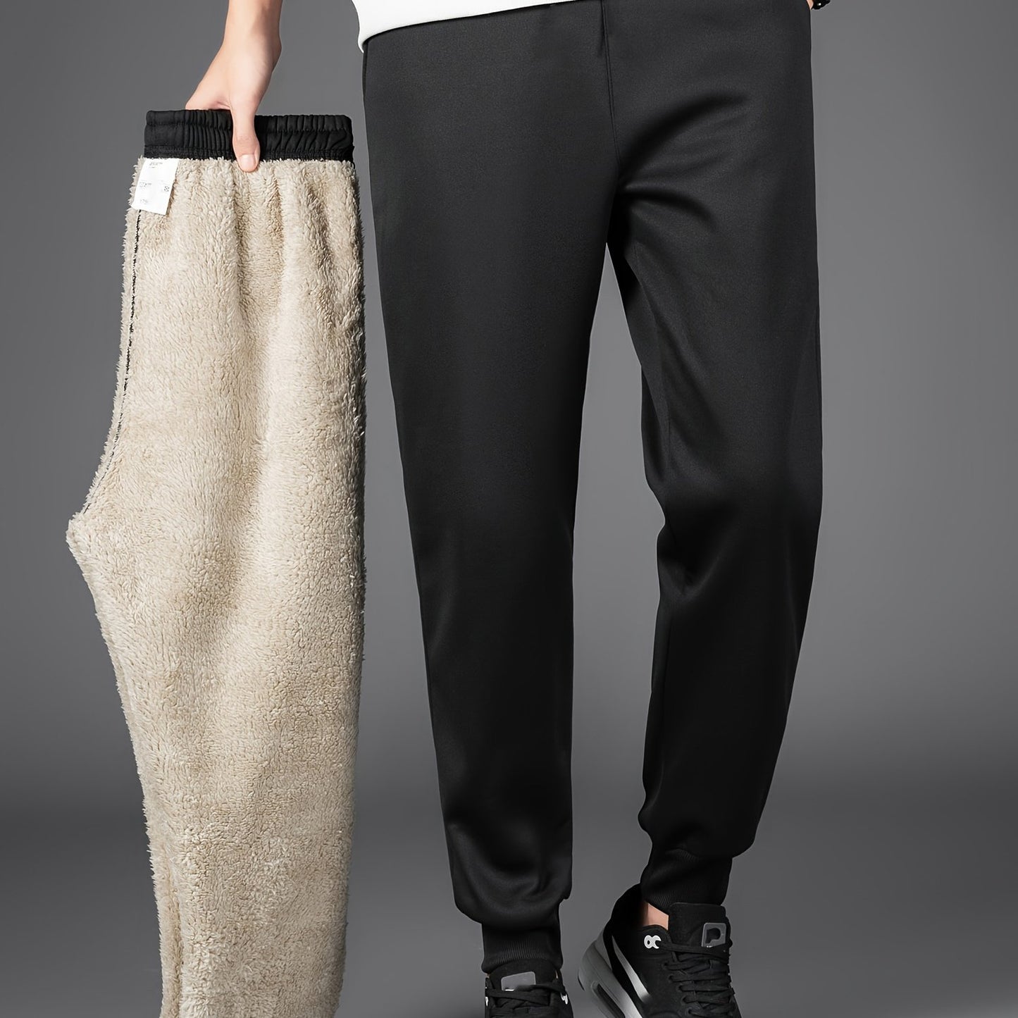 gbolsos Men's Winter Warm Fleece Lined Pants Outdoor Sports Camping Straight Pants Hiking Pants Thicken Thermal Trousers
