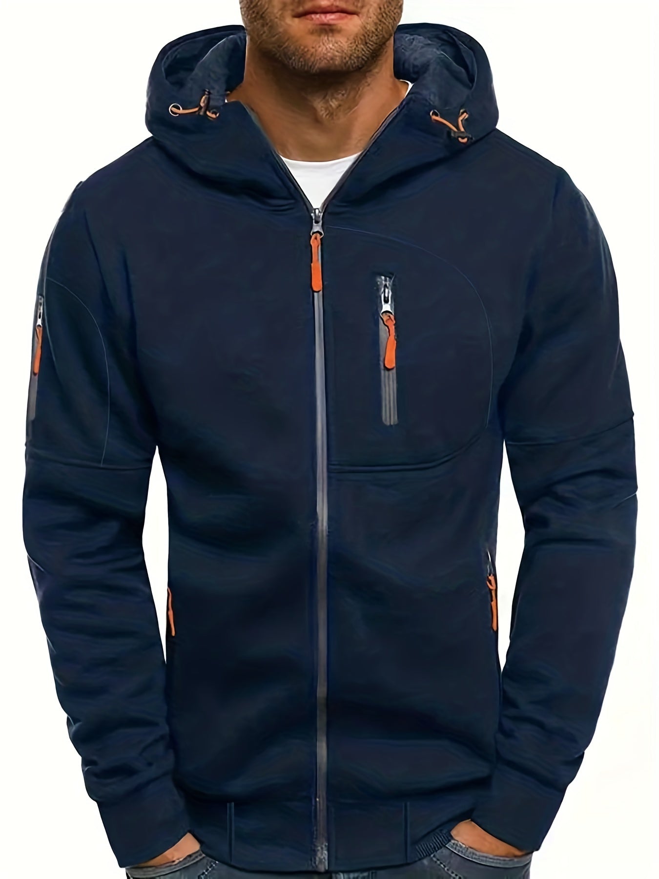 gbolsos Men's Zipper Jacket, Casual Comfy Loose Long Sleeve Hoodie, Men's Clothing
