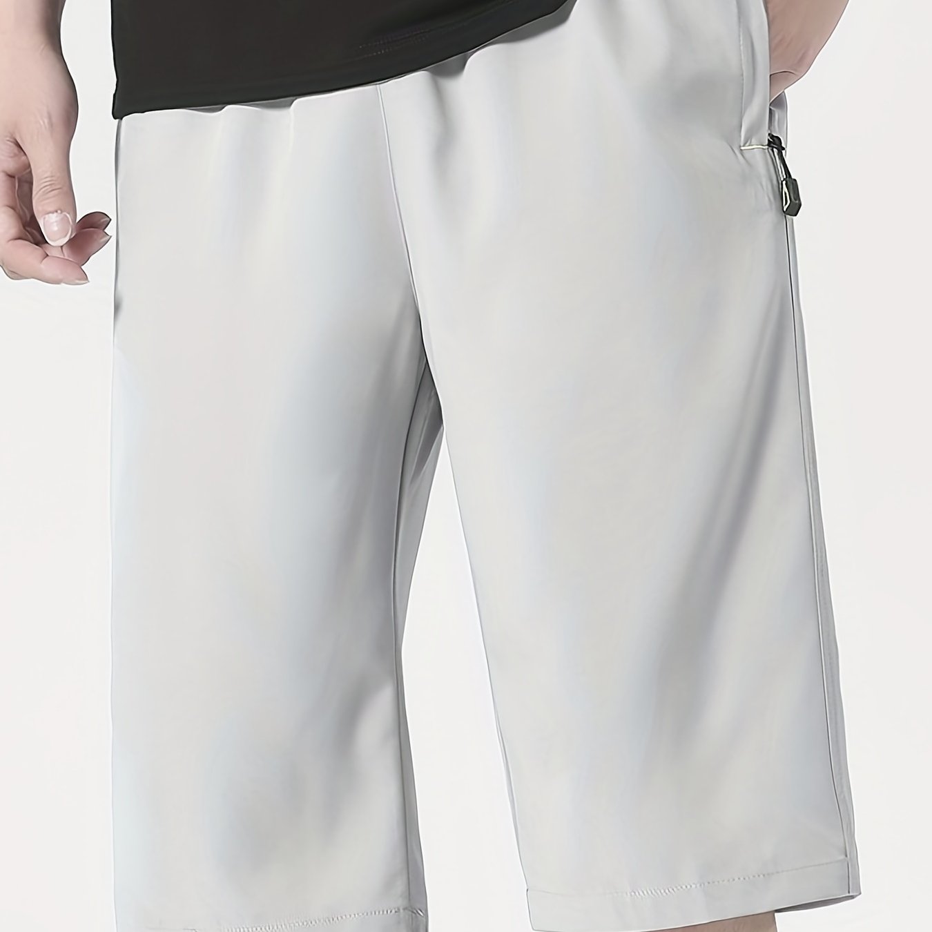 gbolsos Quick Drying Cool Breathable Active Shorts, Men's Casual Stretch Zipper Pockets Shorts For Summer