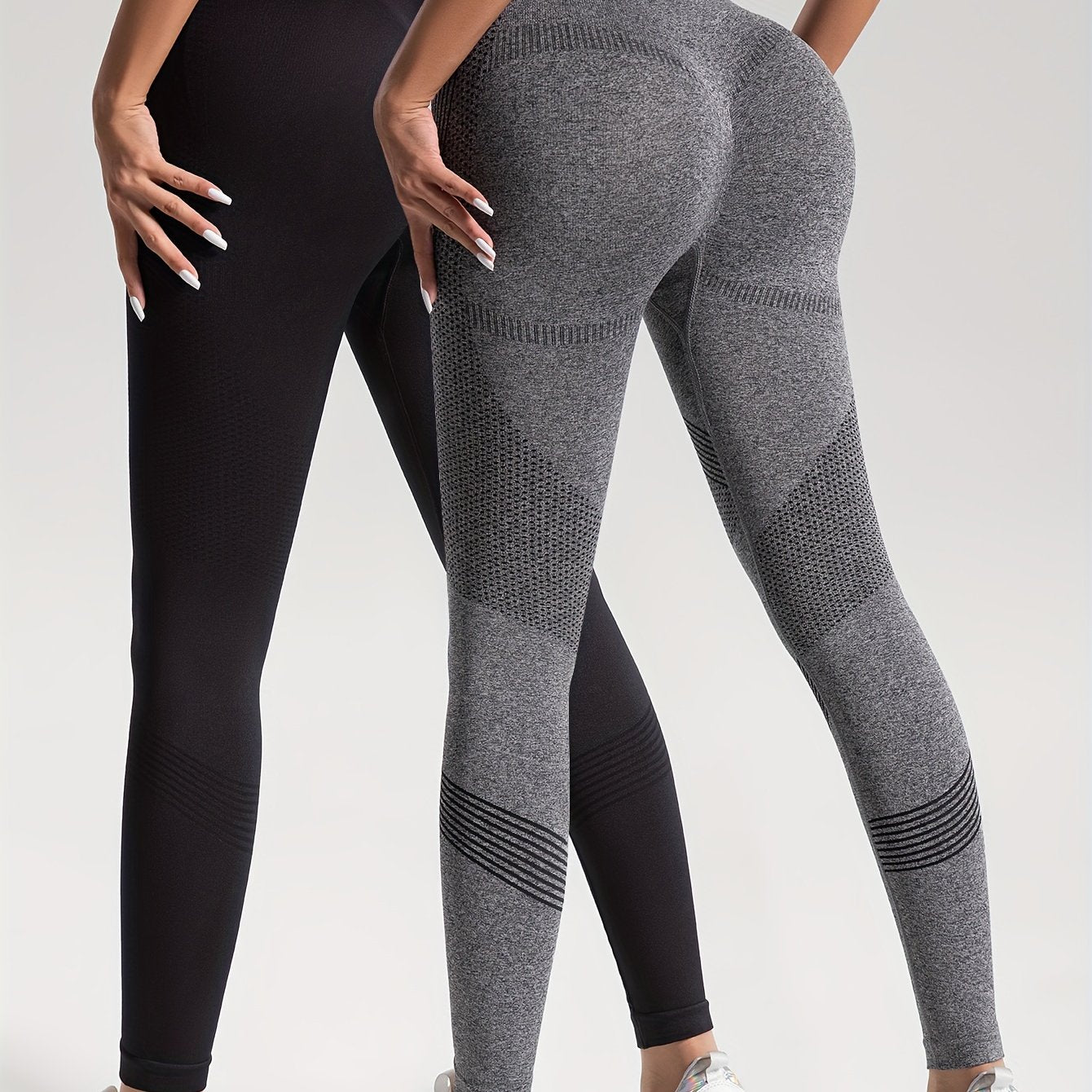 gbolsos 2pcs Solid Color High-Stretch Fitness Yoga Sports Leggings, Soft Breathable Yoga Tight Pants, Women's Activewear