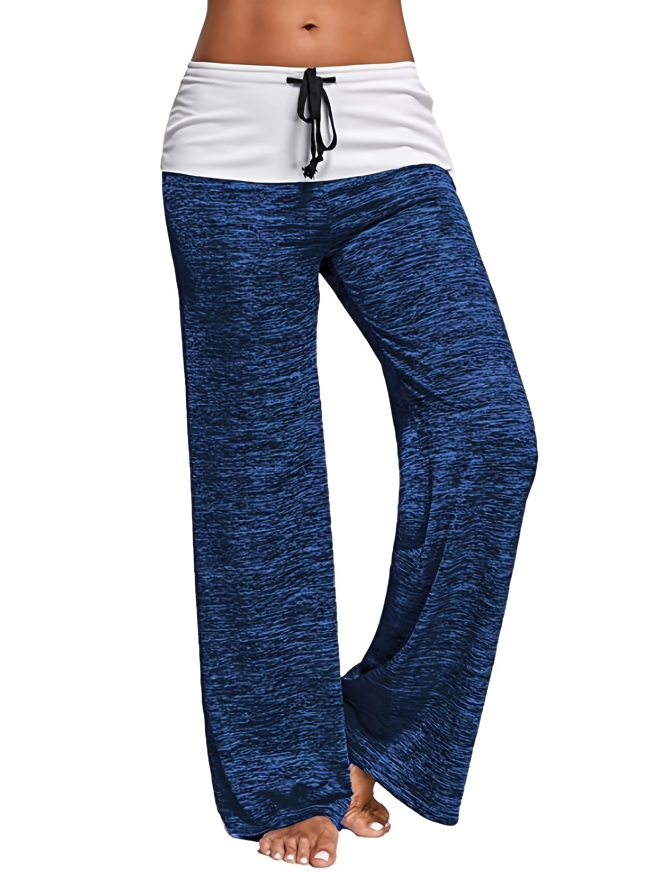Wide Leg Elastic Yoga Pants, Loose Casual Drawstring Pants, Women's Clothing