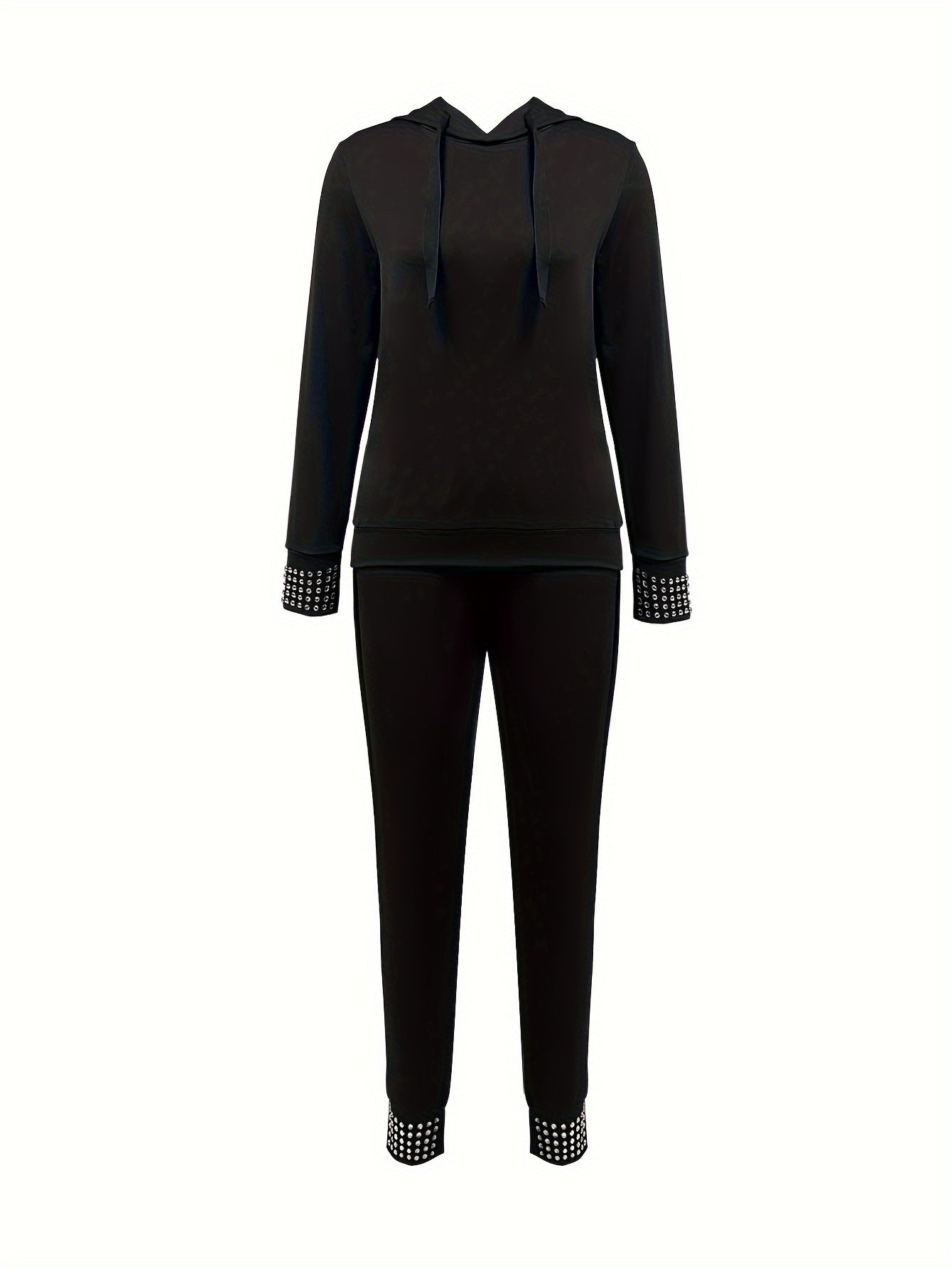 gbolsos Casual Two-piece Set, Drawstring Long Sleeve Hoodie & Pants Outfits, Women's Clothing