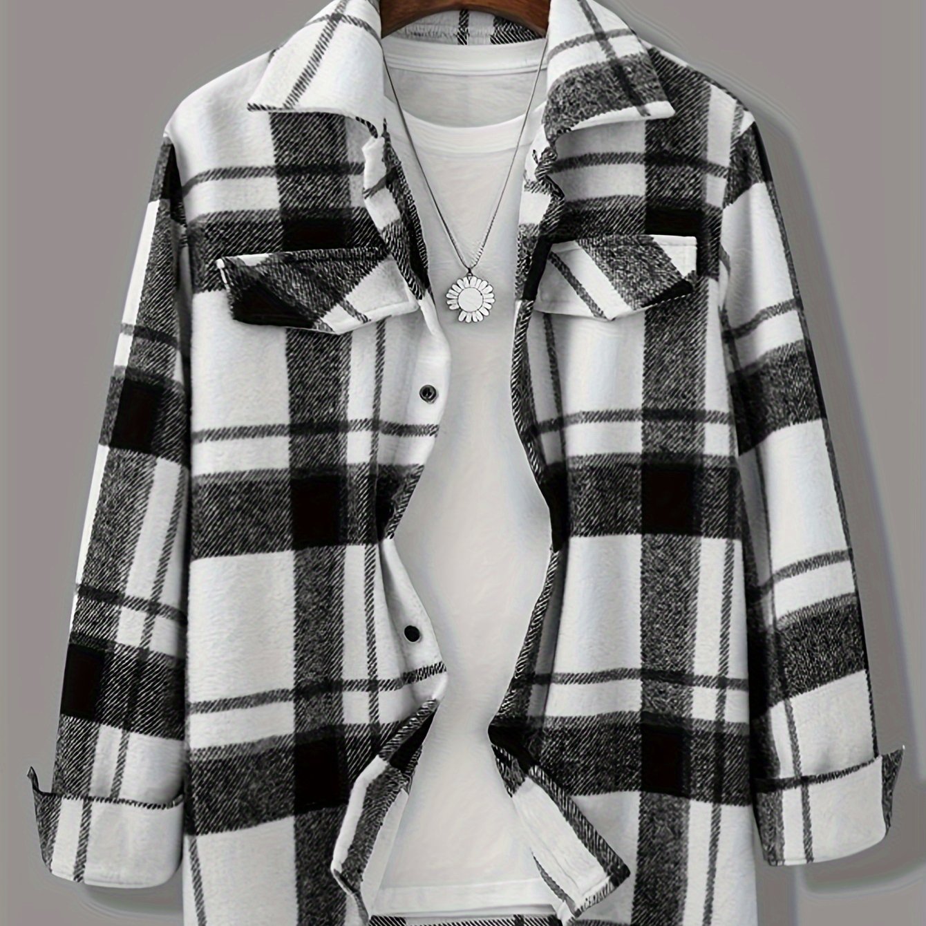gbolsos Fashionable And Casual Men's Plaid Cardigan Button Long Sleeve Lapel Jacket, Comfortable And Versatile, Suitable For Dates, Suitable For Autumn And Winter