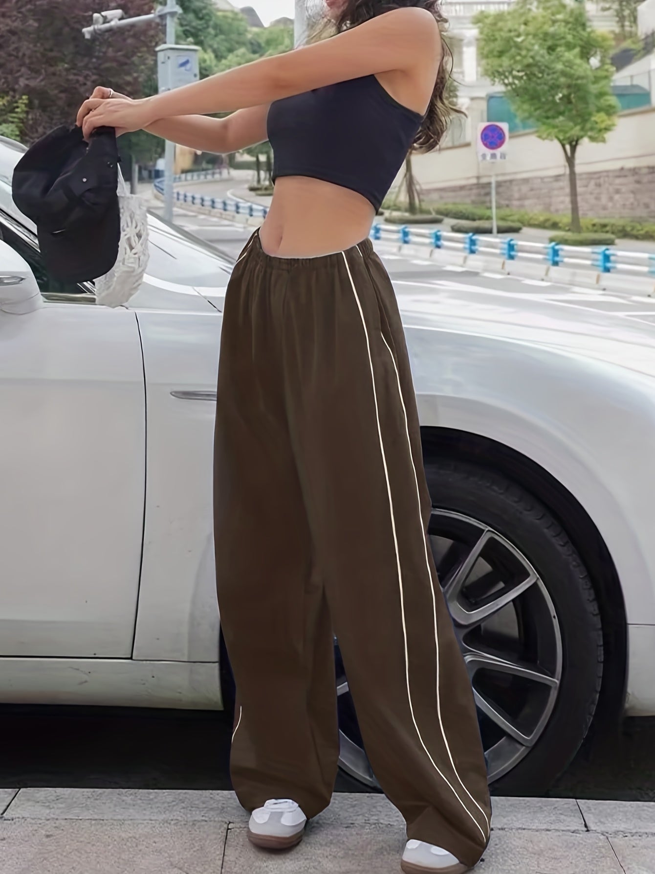 gbolsos Y2K Loose Pants, Elastic Waist Casual Quick Dry Pants For Spring & Summer, Women's Clothing