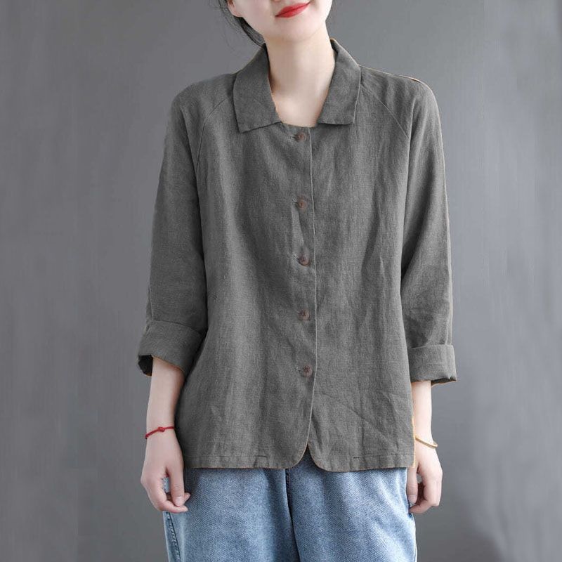 elveswallet Button Front Jackets, Casual Turn Down Collar Long Sleeve Solid Outerwear For Spring & Summer, Women's Clothing