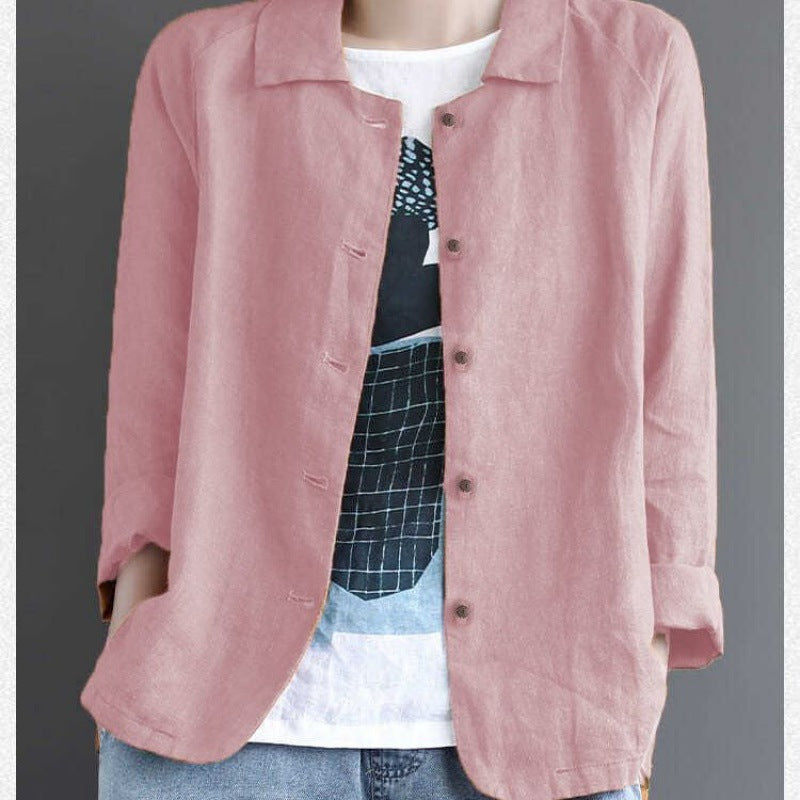 elveswallet Button Front Jackets, Casual Turn Down Collar Long Sleeve Solid Outerwear For Spring & Summer, Women's Clothing