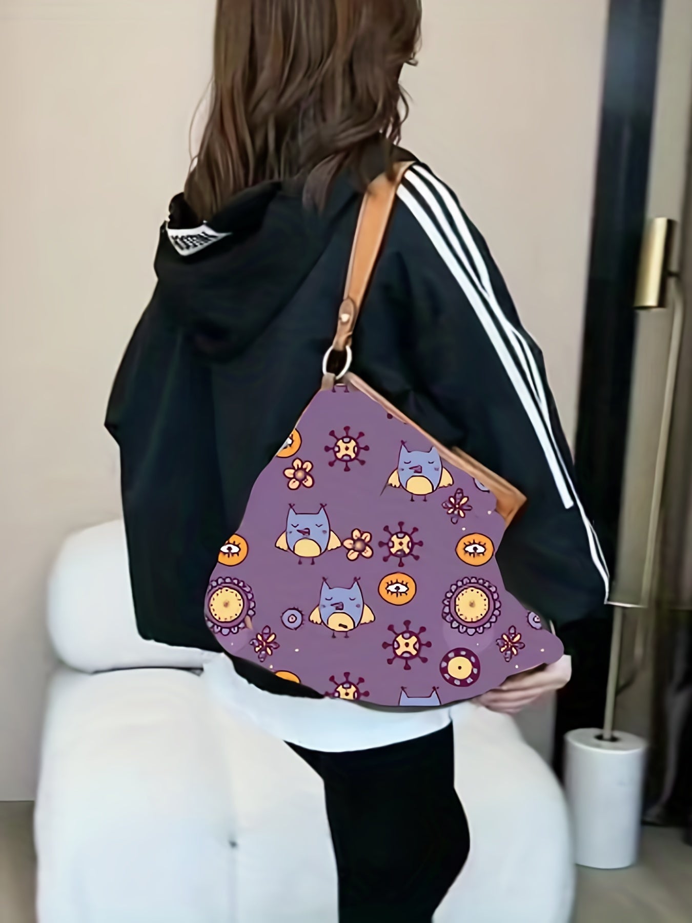 gbolsos Striped Print Zip Up Jacket, Casual Drawstring Hooded Jacket, Women's Clothing