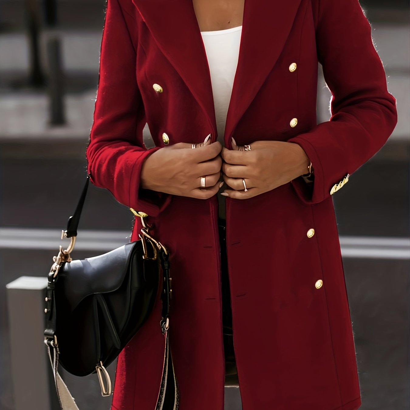 gbolsos Women Business Casual Work Blazers Slim Fit Open Front Coat, Draped Button Double Breasted Cardigan Outerwear, Women's Clothing