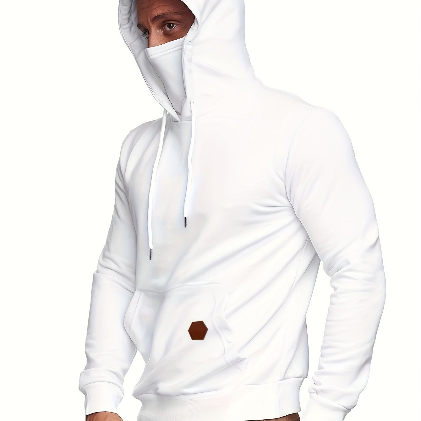 gbolsos Men's Hoodie, Face Cover Casual Drawstring Hooded Sweatshirt With Multicolor