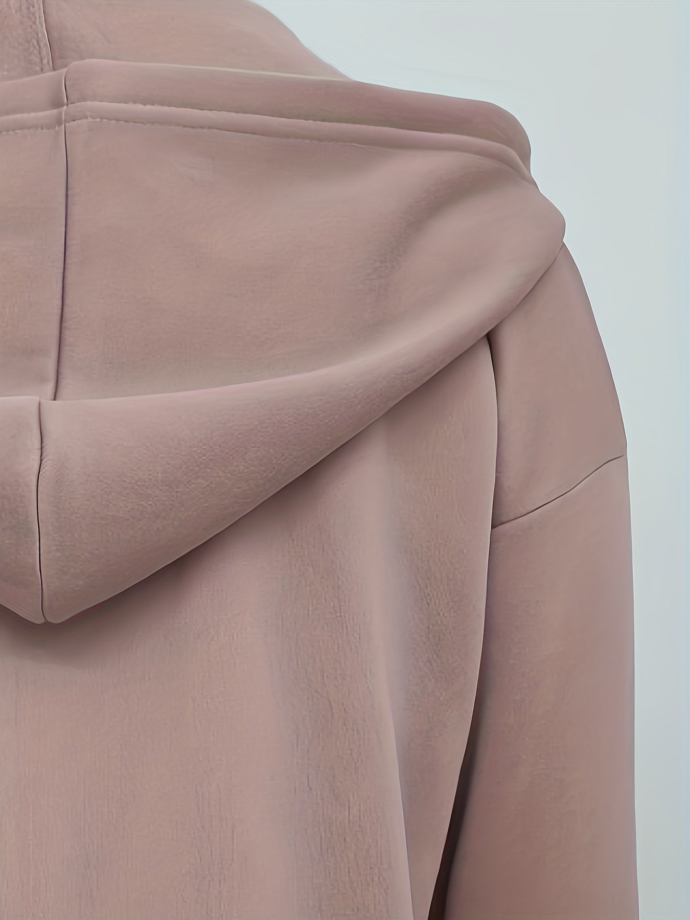 Solid Zip Up Split Hoodie, Casual Long Sleeve Loose Hooded Jacket With Pocket, Women's Clothing