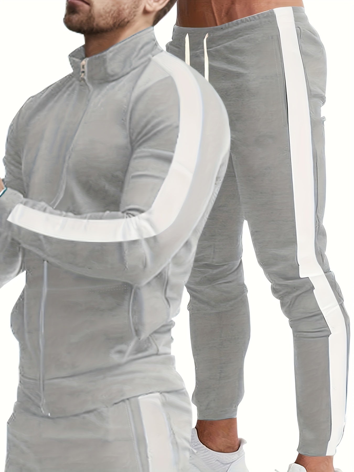 gbolsos Classic Men's Athletic 2 Piece Tracksuit Set Casual Full-Zip Sweatsuits Long Sleeve Jacket And Jogging Pants Set For Gym Workout Running