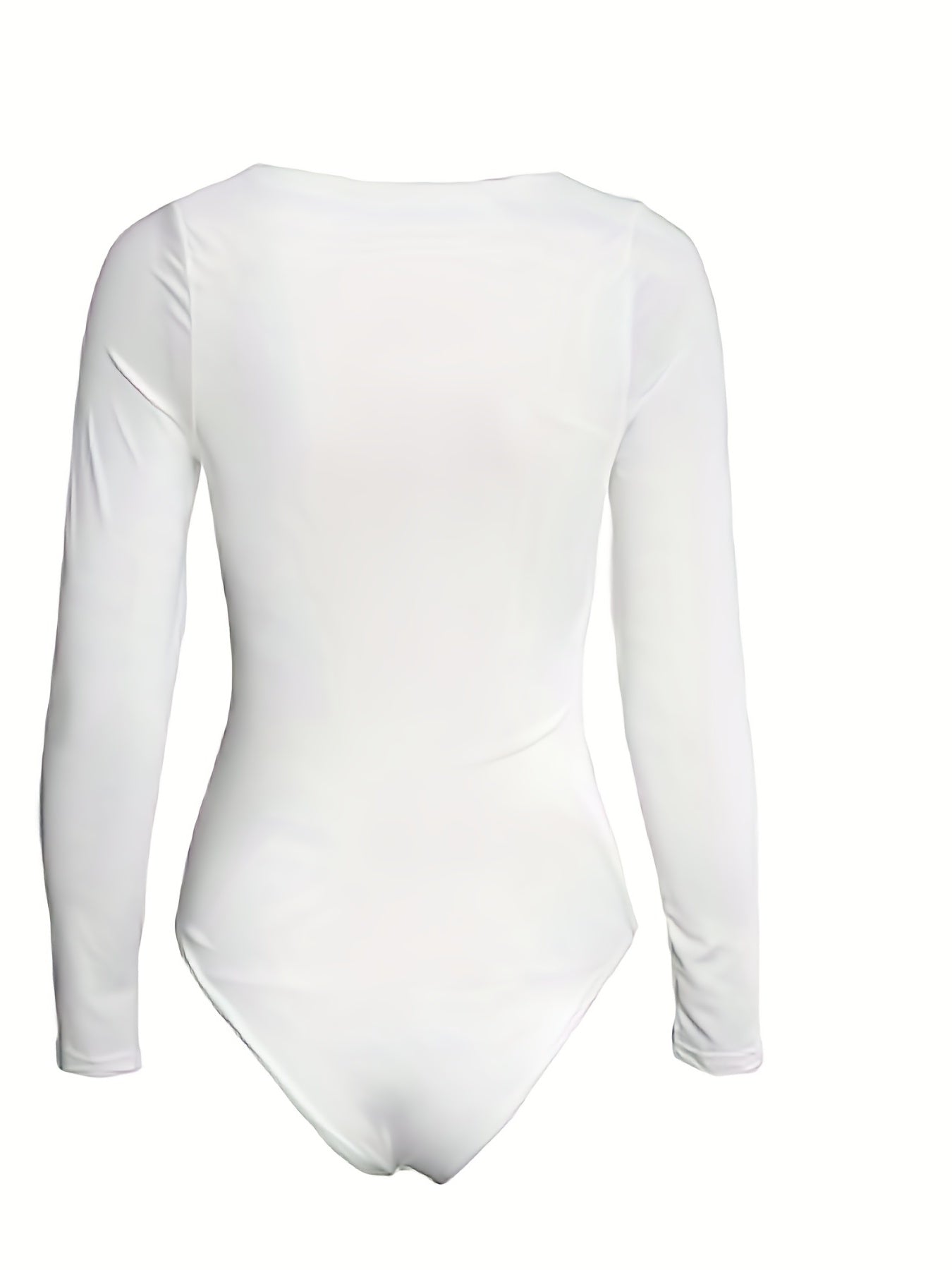 gbolsos Solid Slim Bodysuit, Sexy Long Sleeve Bodysuit For Spring & Fall, Women's Clothing