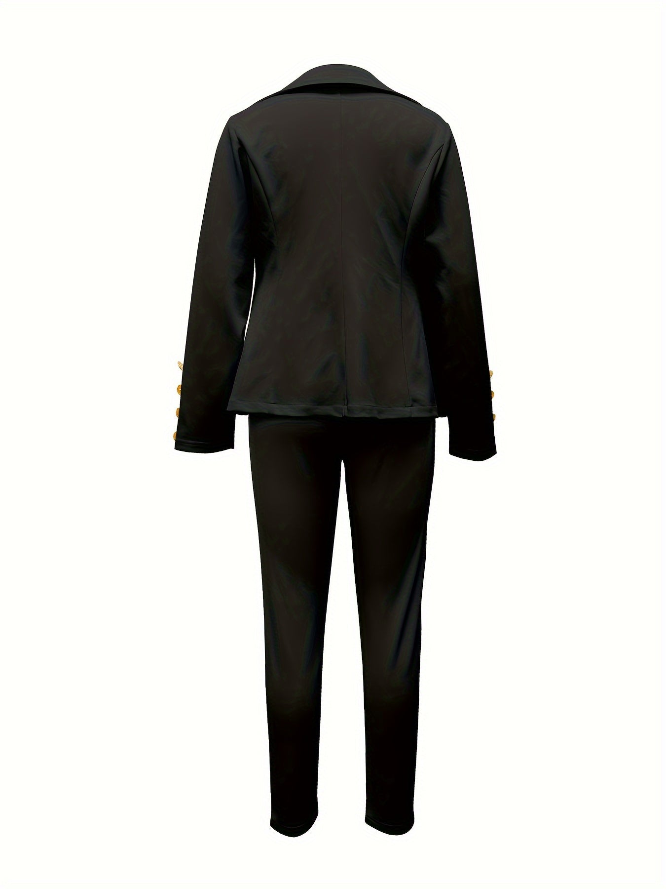 Business Casual Two-piece Set, Double-breasted Lapel Blazer & Slim Pants Outfits, Women's Clothing