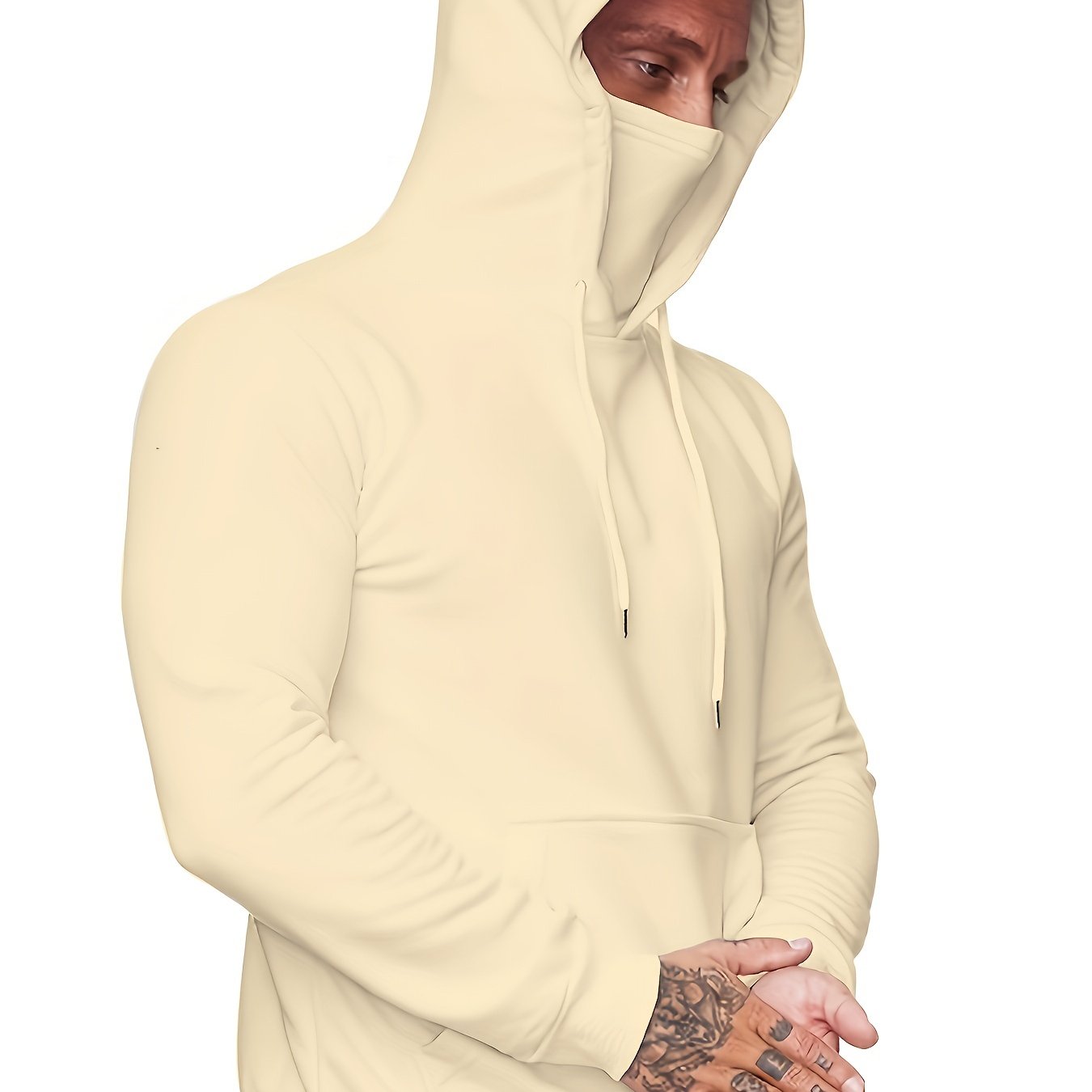 gbolsos Men's Hoodie, Face Cover Casual Drawstring Hooded Sweatshirt With Multicolor