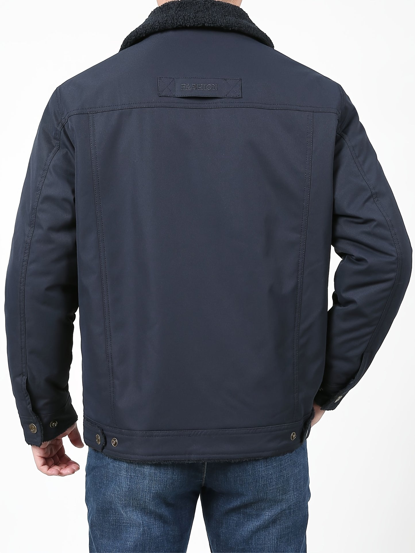 gbolsos Warm Fleece Windbreaker Jacket, Men's Casual Lapel Multi Pocket Cargo Jacket Coat For Fall Winter Outdoor Activities